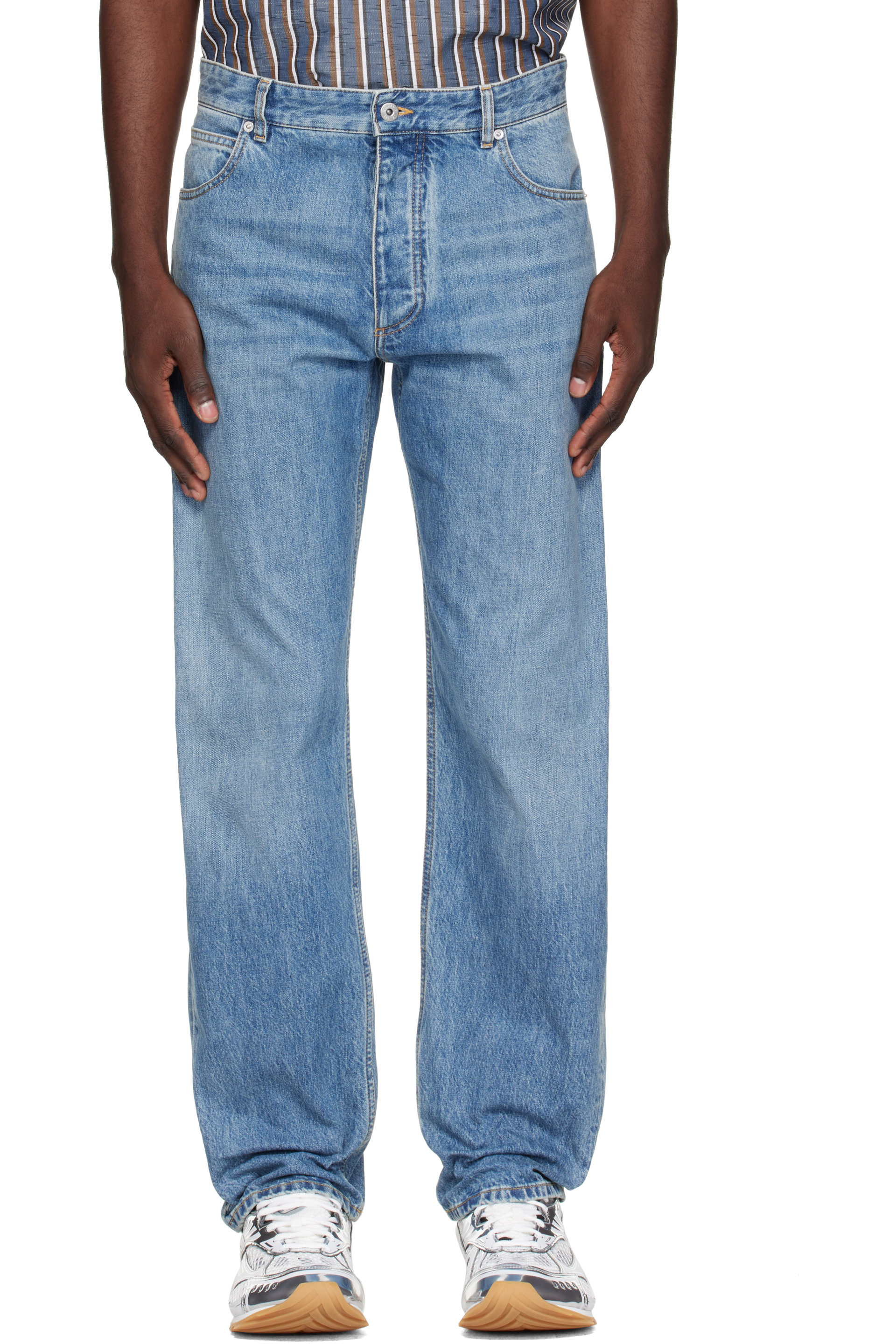 Bottega Veneta - Jean bleu en denim à effet délavé