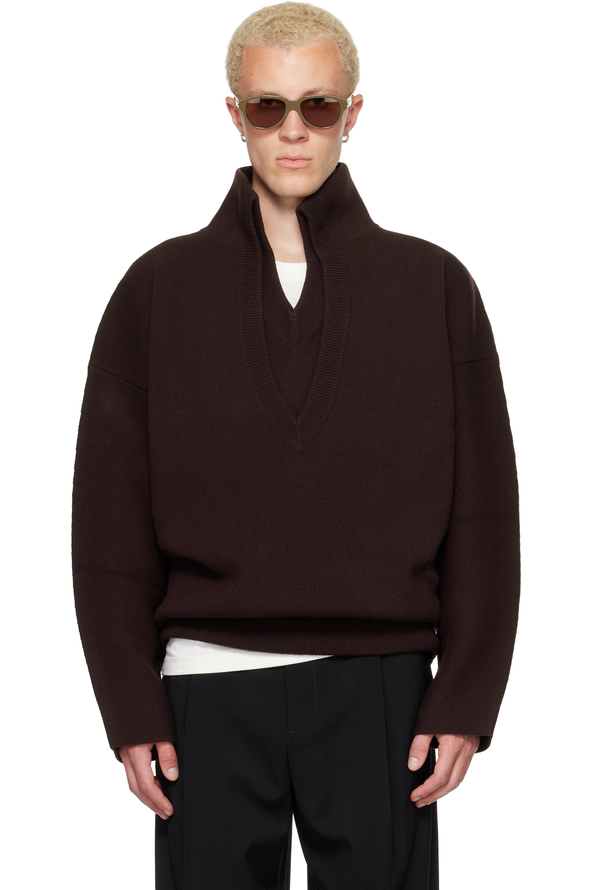 Bottega Veneta - 브라운 청키 컴팩트 니트 울 스웨터