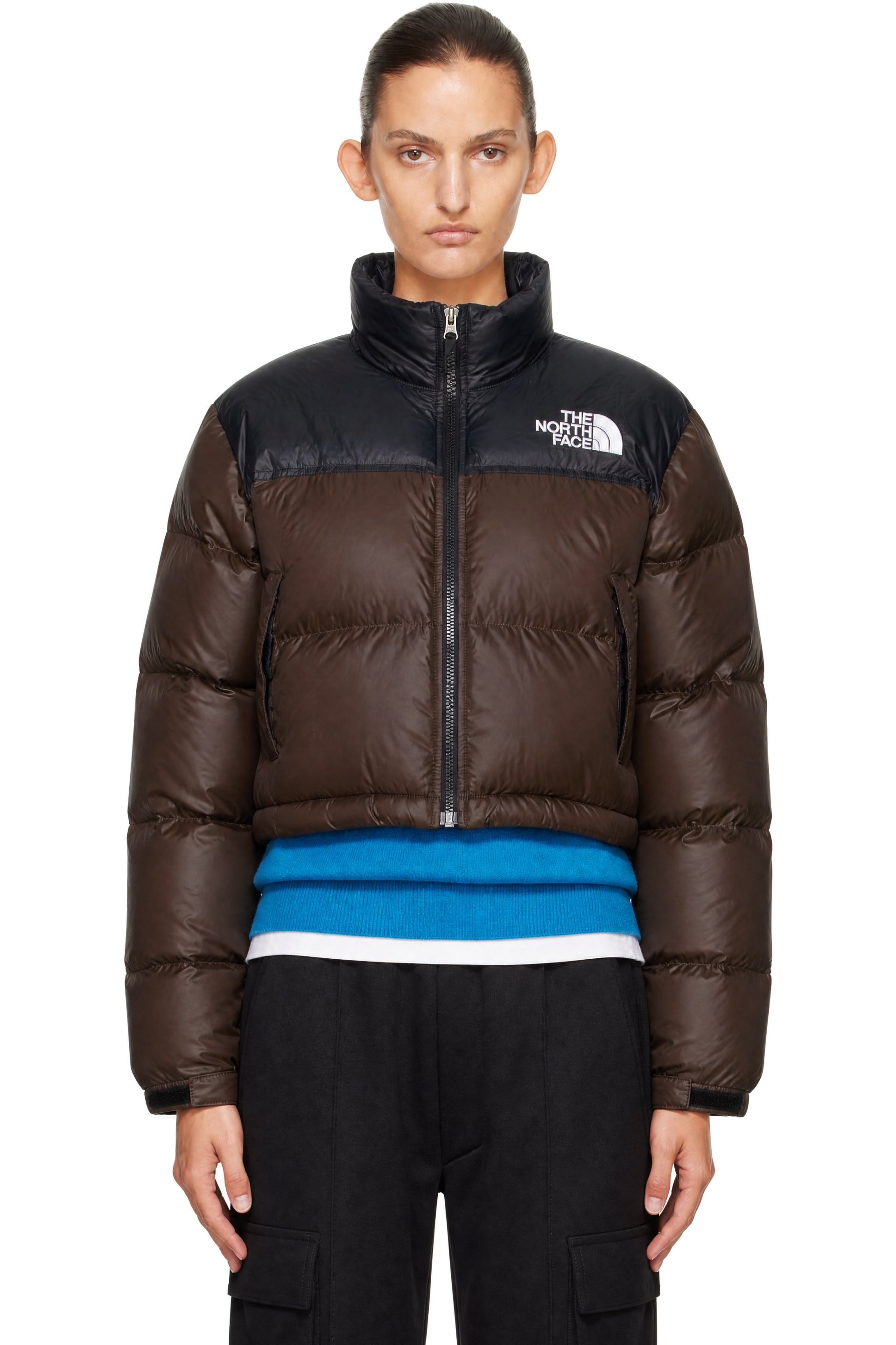 The North Face - Brown Nuptse Short Down Jacket