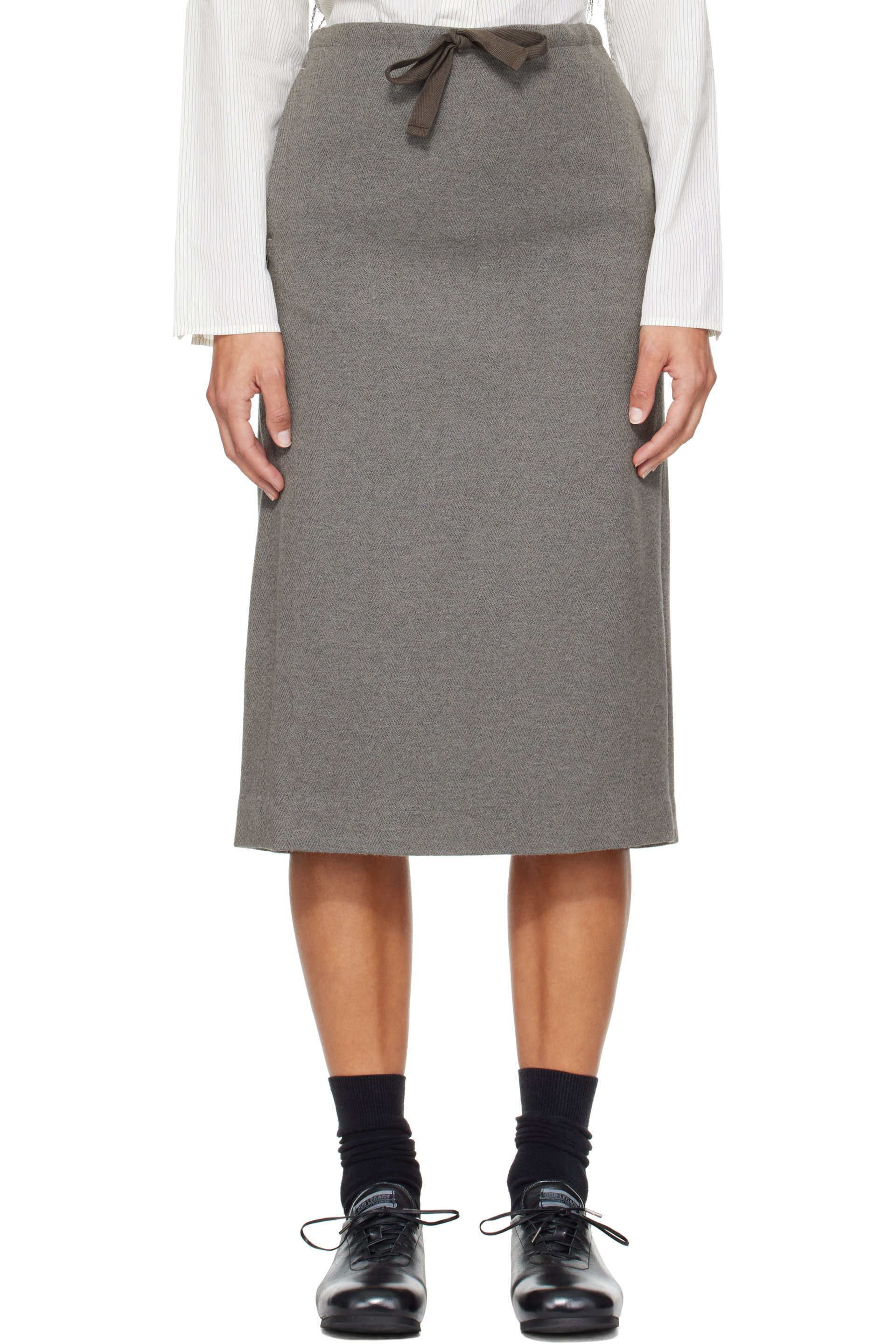 OUR LEGACY - Gray Crush Midi Skirt