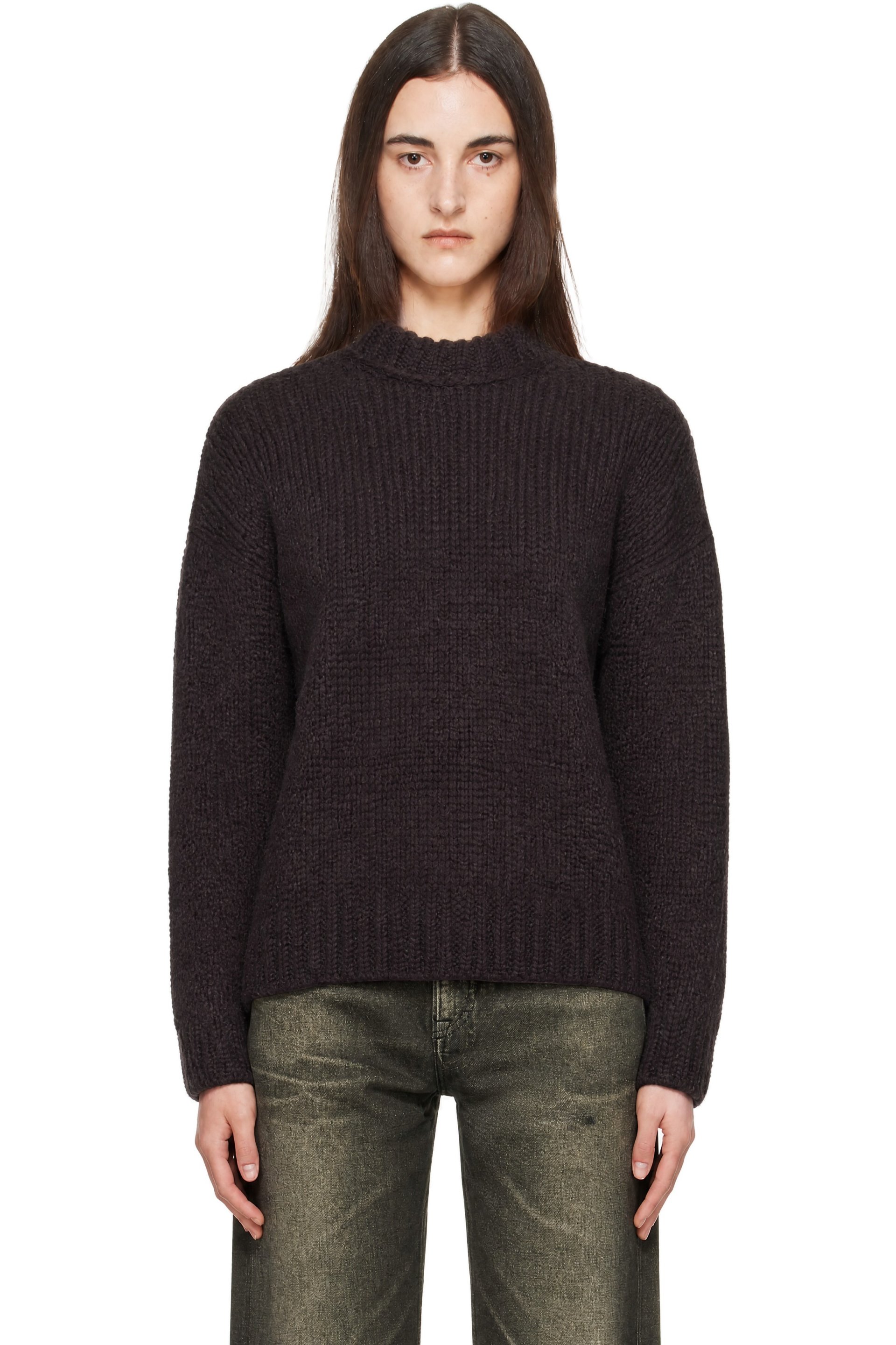 OUR LEGACY - Brown Mock Roundneck Sweater