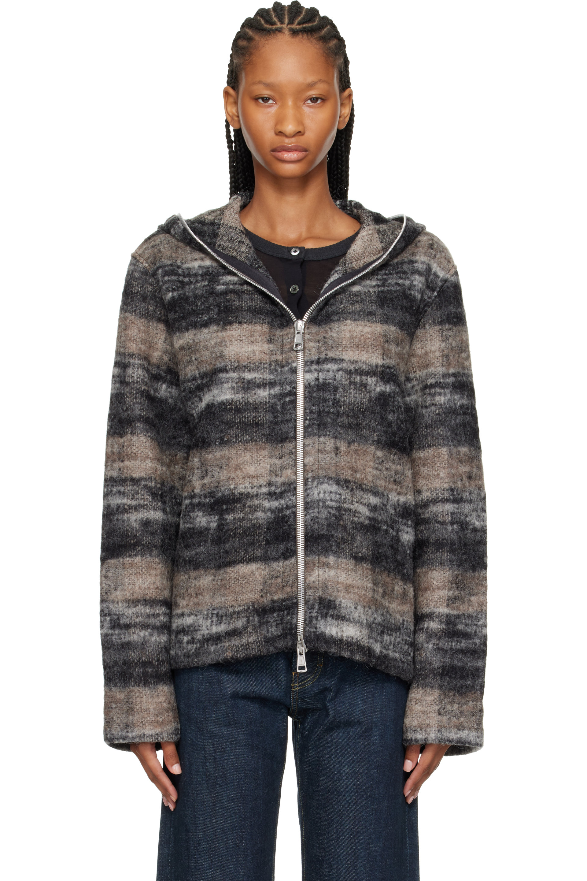 OUR LEGACY - Gray & Beige Full Zip Hoodie