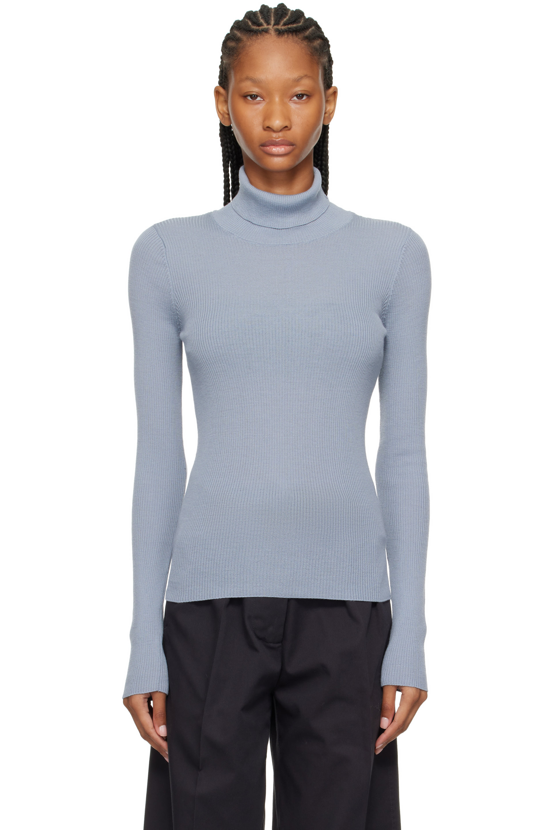 OUR LEGACY - Blue Slim Funnel Turtleneck