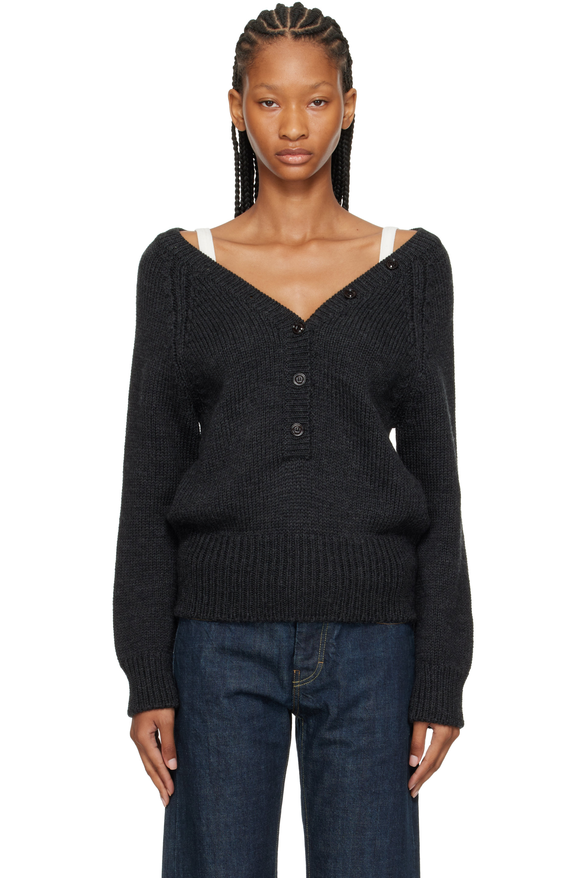 OUR LEGACY - Gray Country Henley Sweater