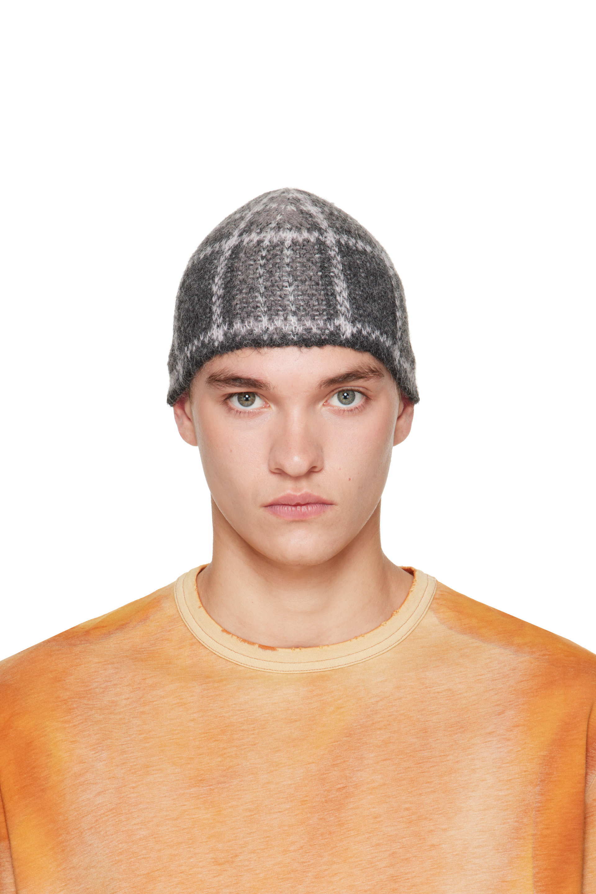 OUR LEGACY - Gray Knit Check Beanie