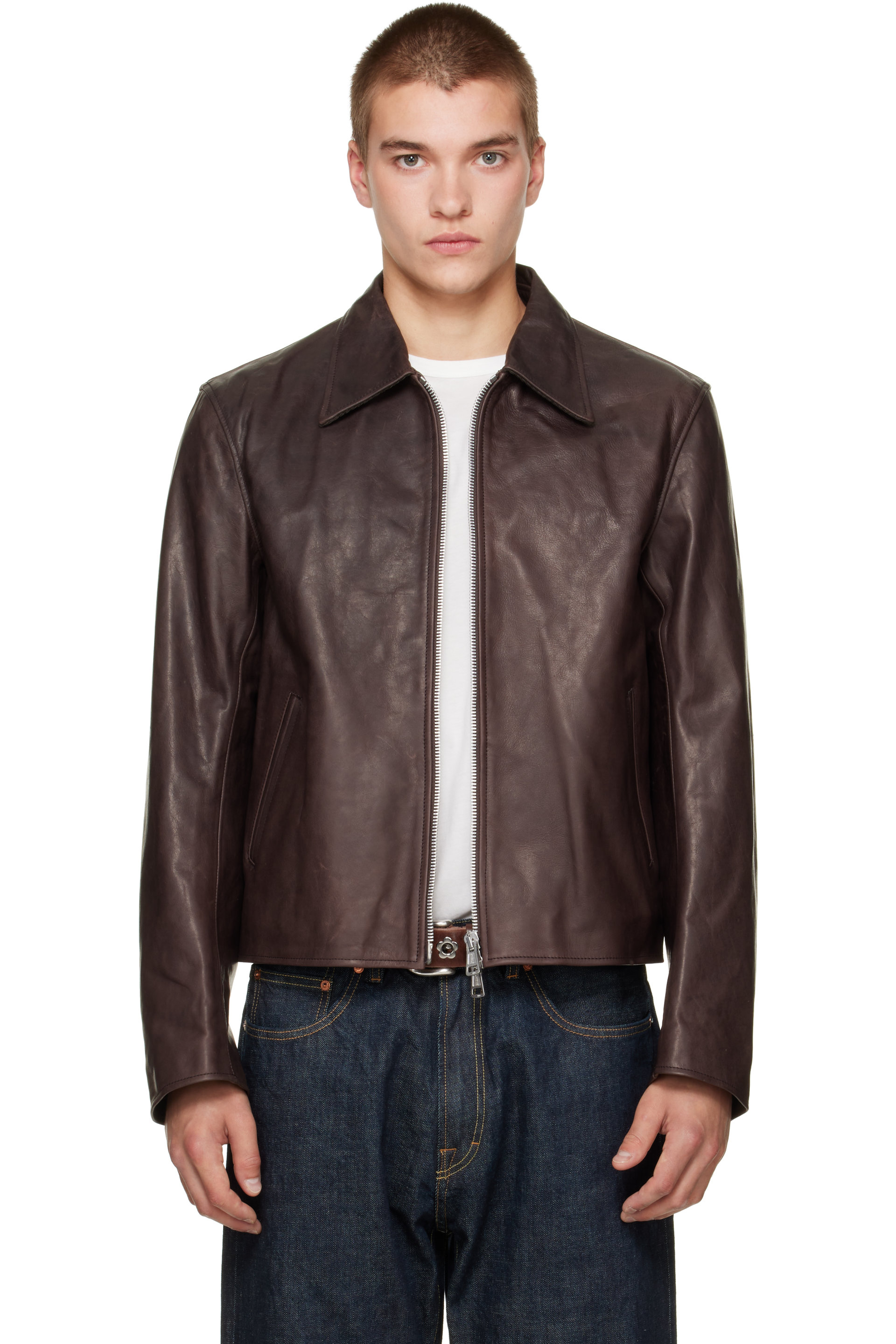 OUR LEGACY - Brown Leather Mini Jacket