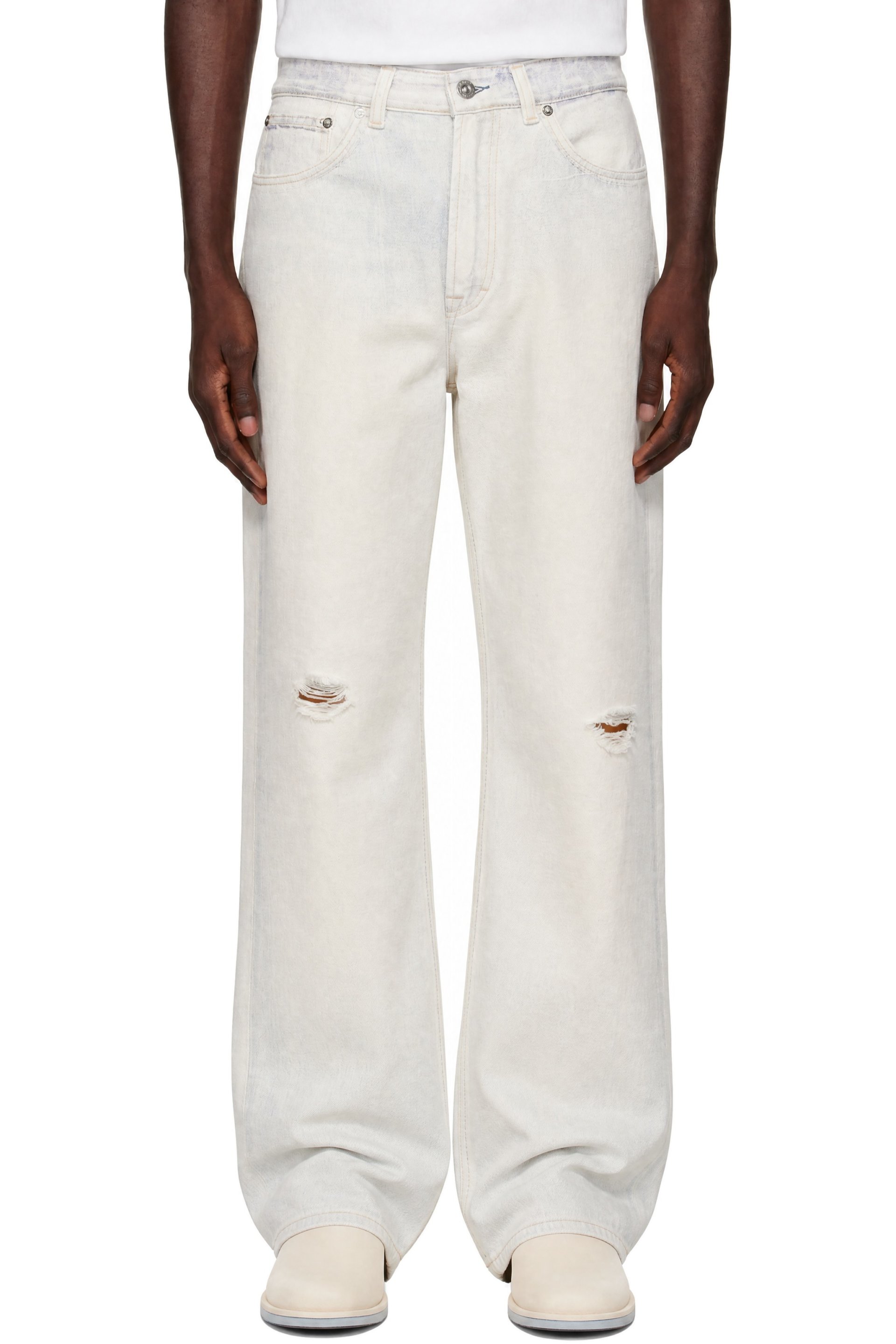 OUR LEGACY - Off-White & Blue Third Cut Jeans