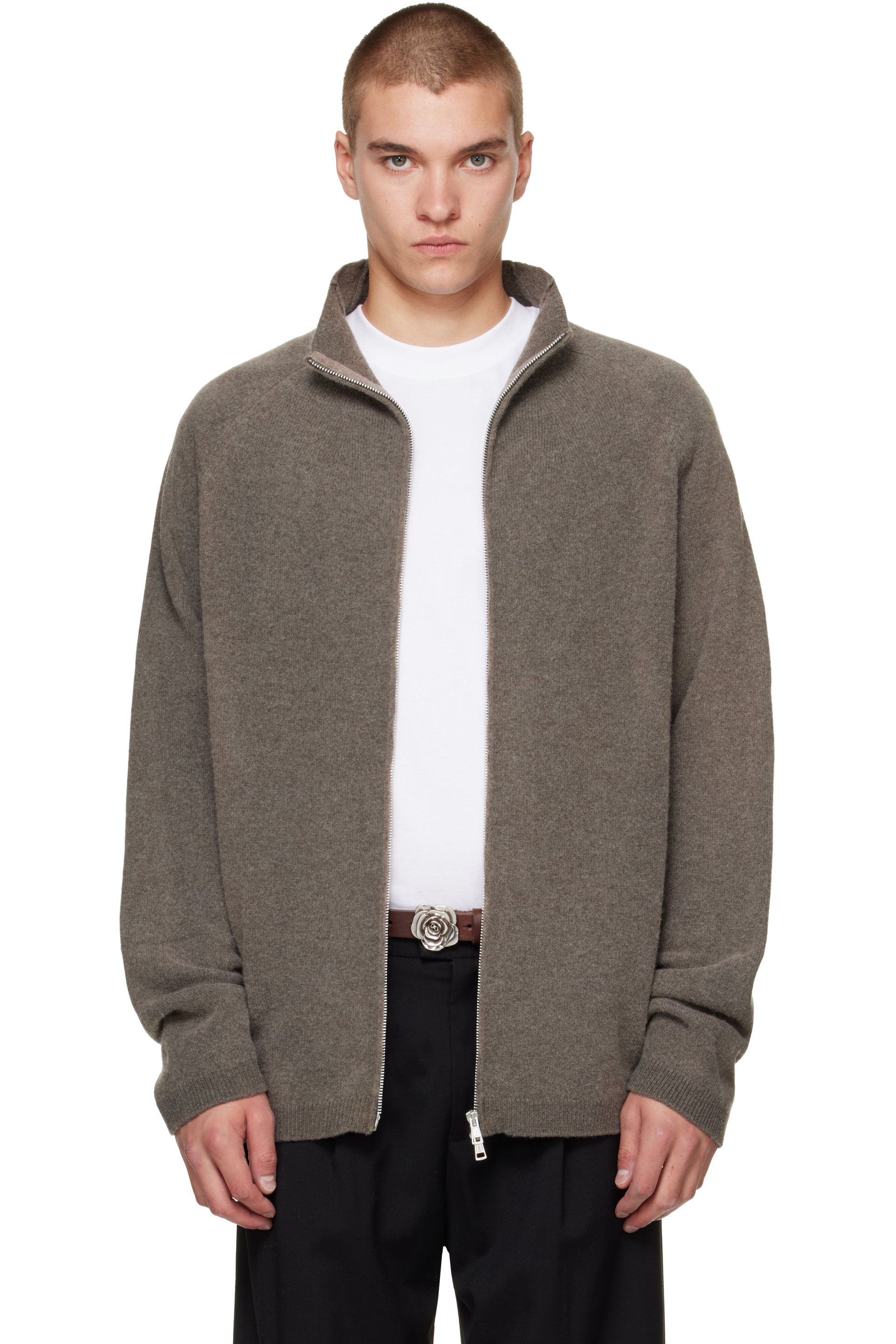 OUR LEGACY - Pull Line taupe à glissière