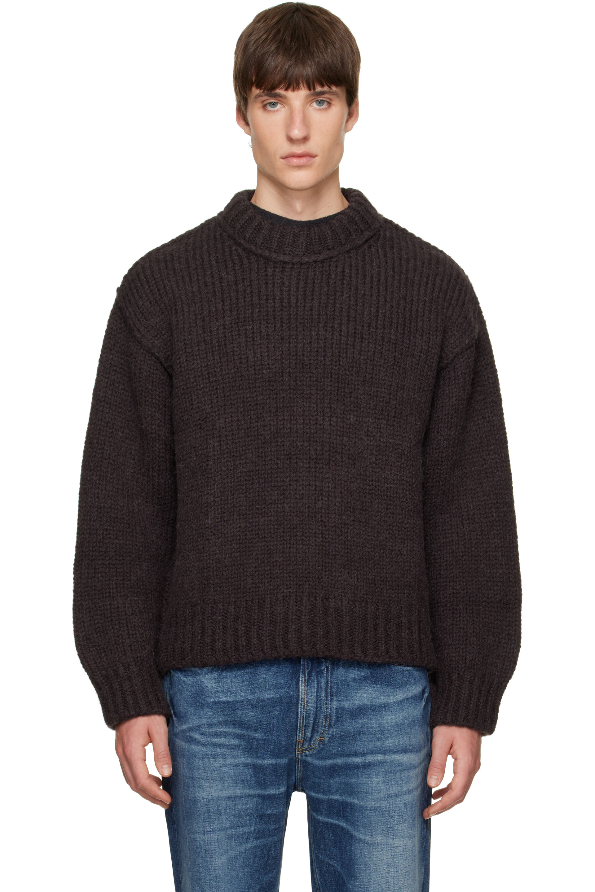 OUR LEGACY - Brown Mock Roundneck Sweater