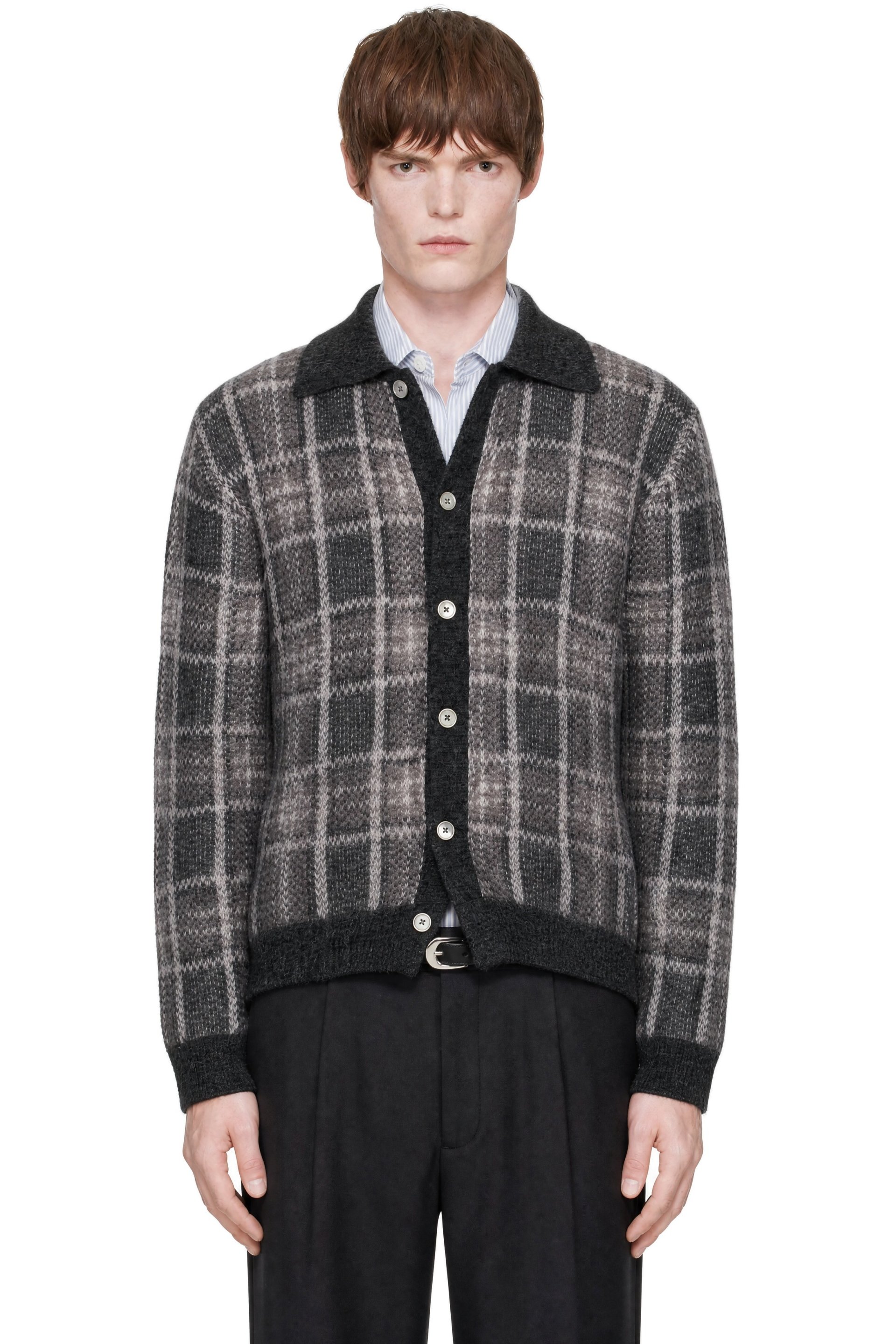 OUR LEGACY - Cardigan de style polo Evening gris