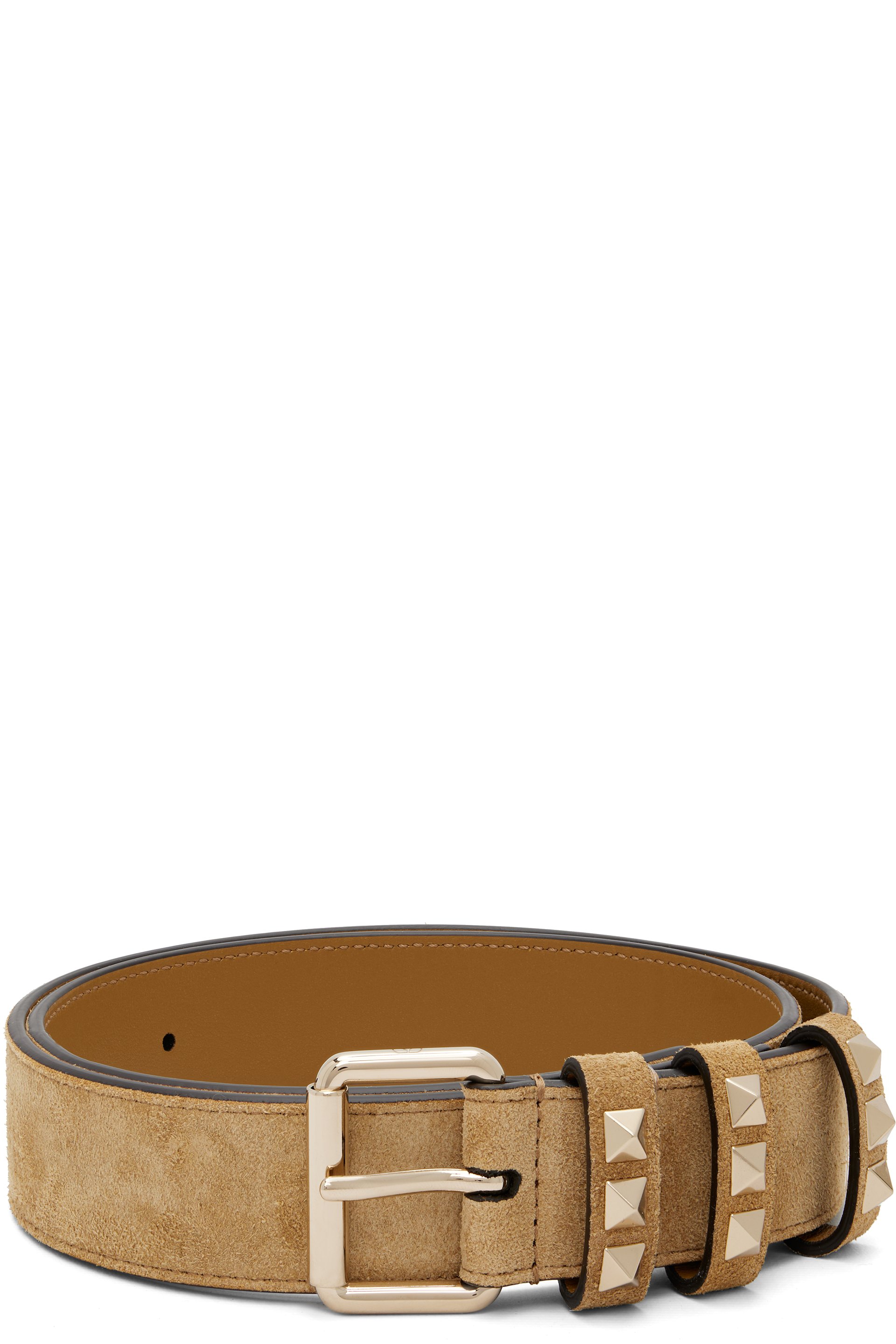 Valentino Garavani - Tan Rockstud Suede Belt