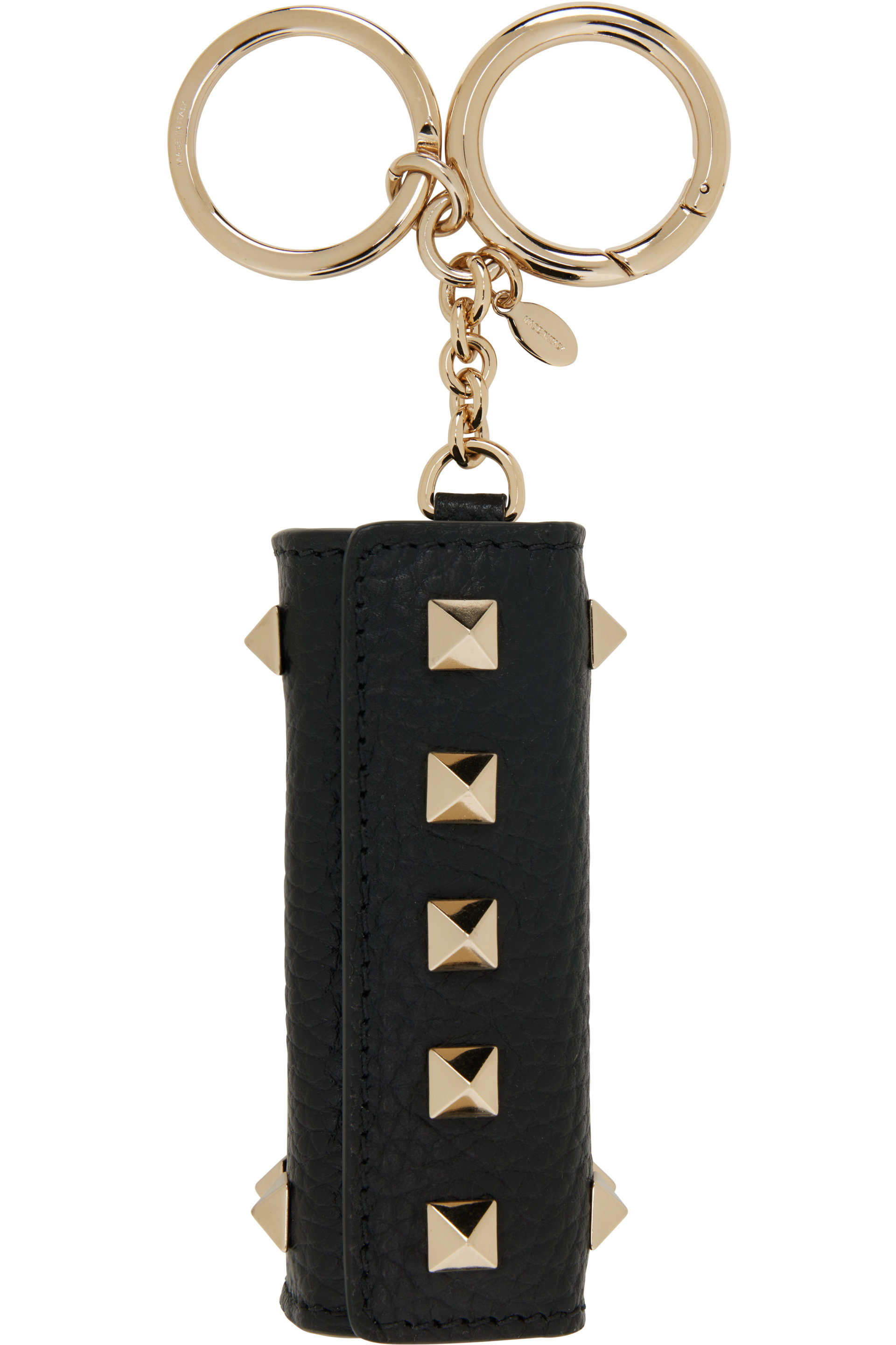 Valentino Garavani - Black Rockstud Charm Lipstick Keychain