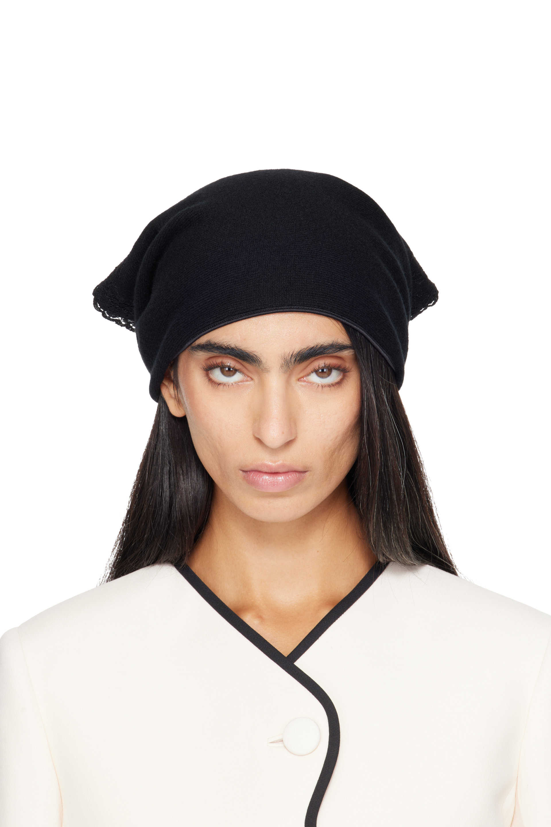 Valentino Garavani - Black Knitted Cashmere Head Scarf