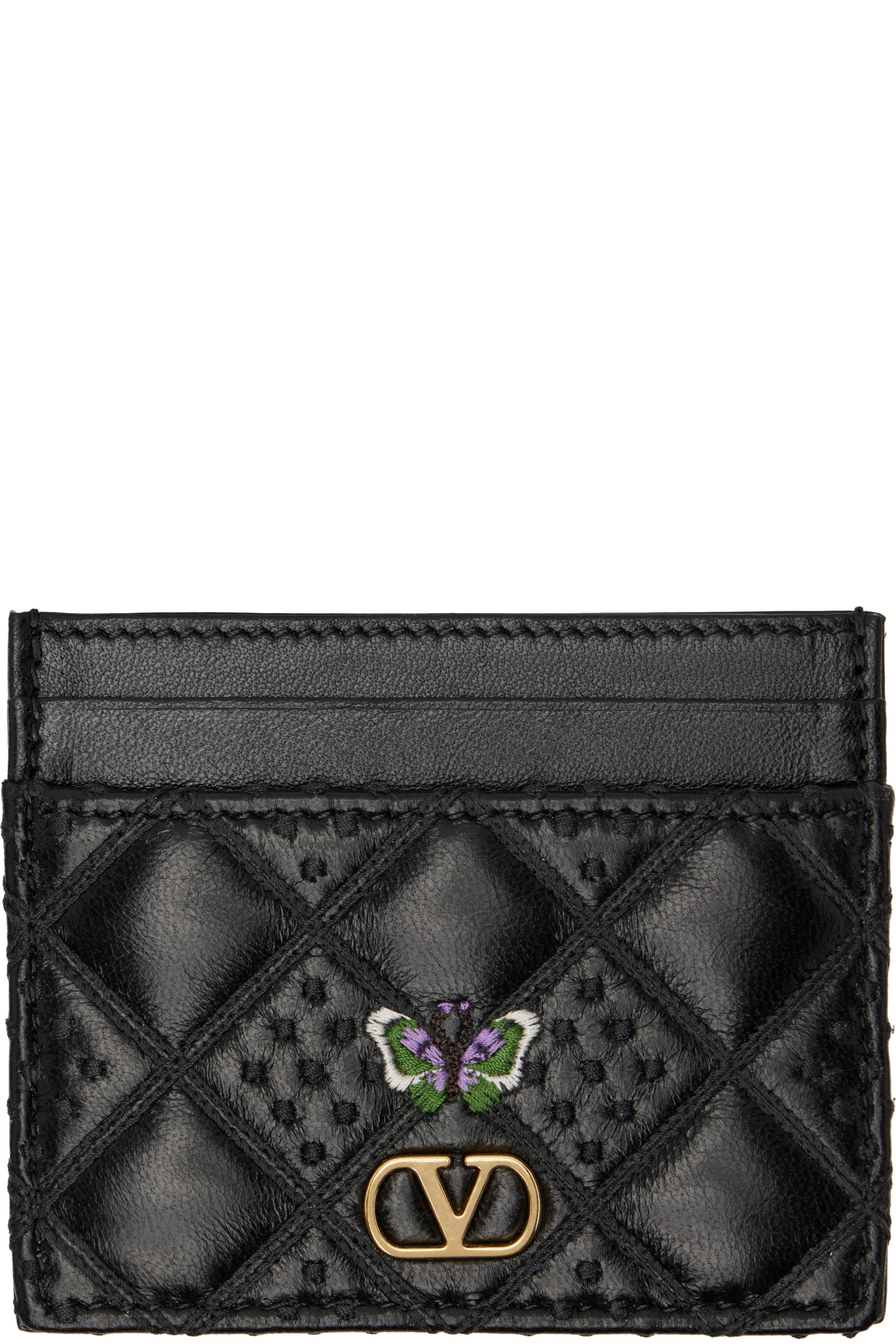 Valentino Garavani - Black Flutterby Shiny Nappa Butterfly Card Holder