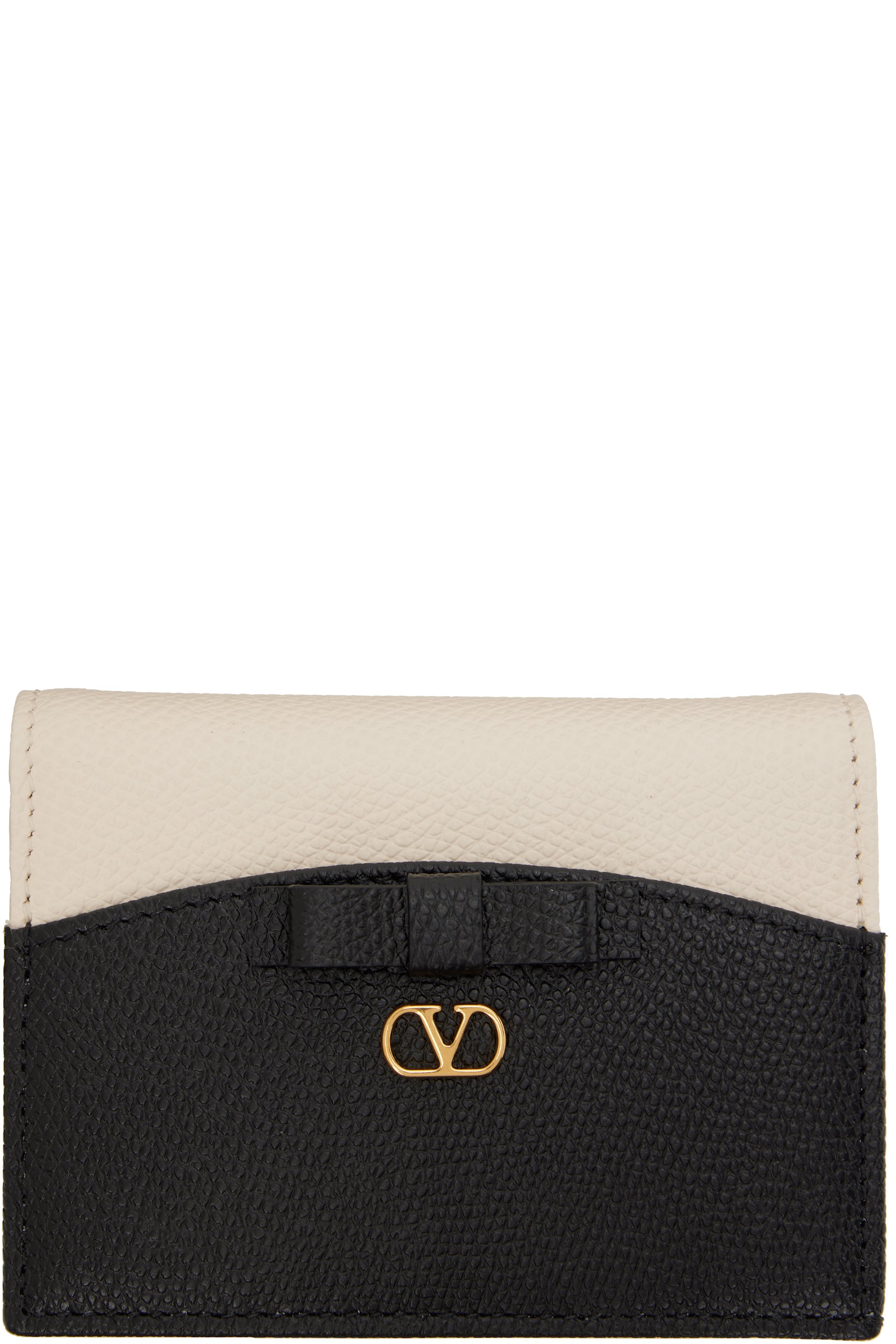 Valentino Garavani - Portefeuille Veecolor blanc cassé et noir à rabat