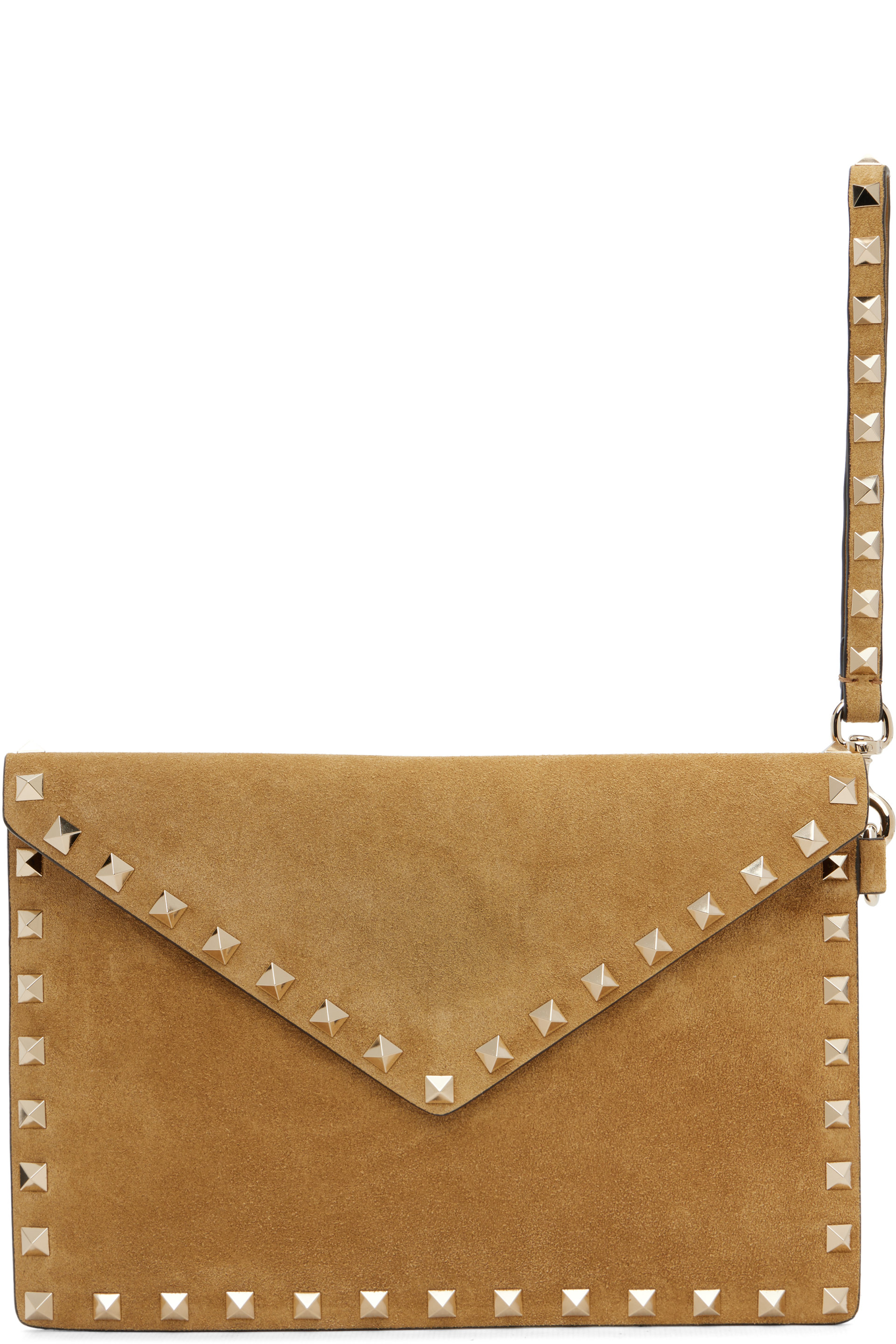 Valentino Garavani - Beige Rockstud Flat Medium Pouch
