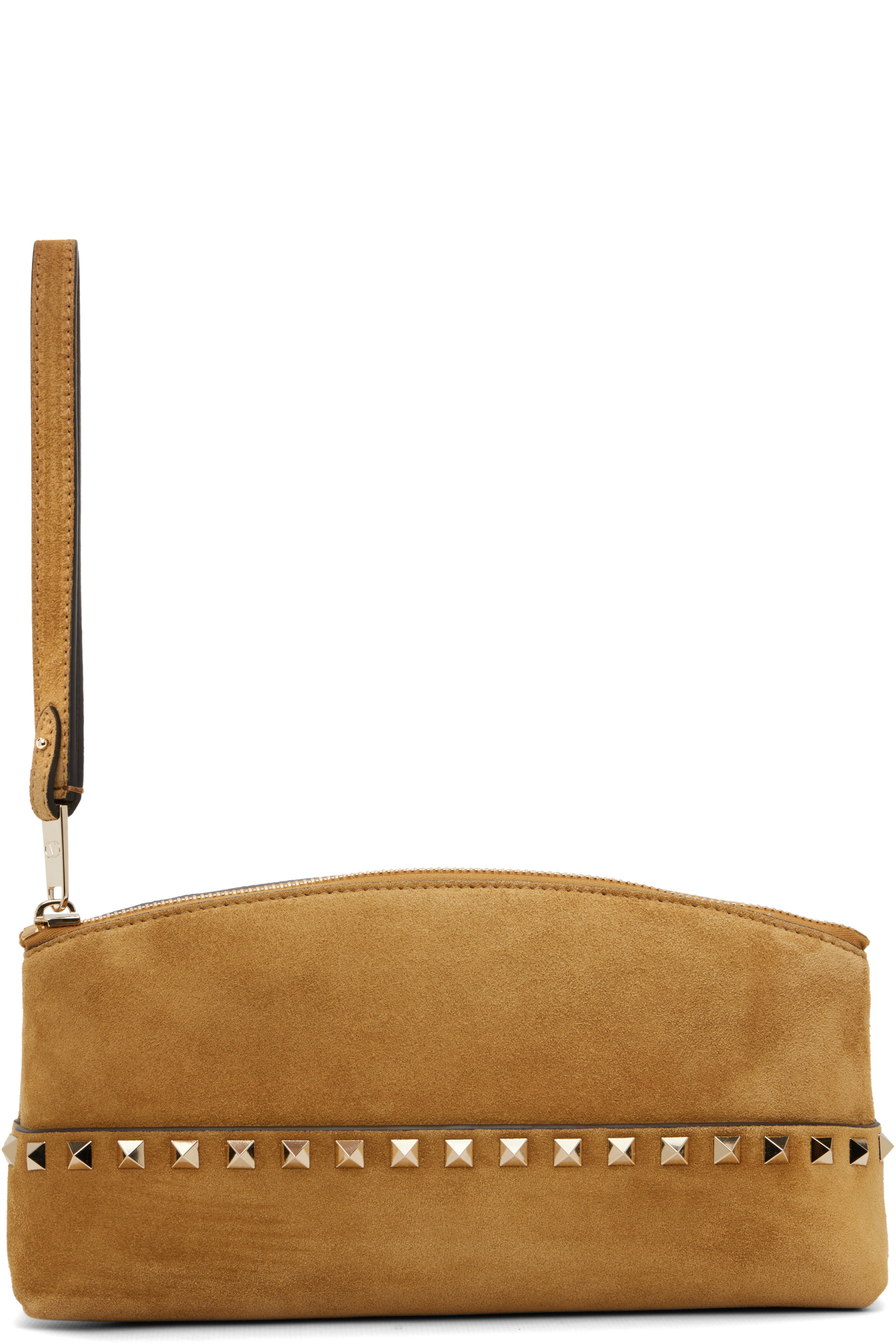 Valentino Garavani - Beige Rockstud Suede Pouch