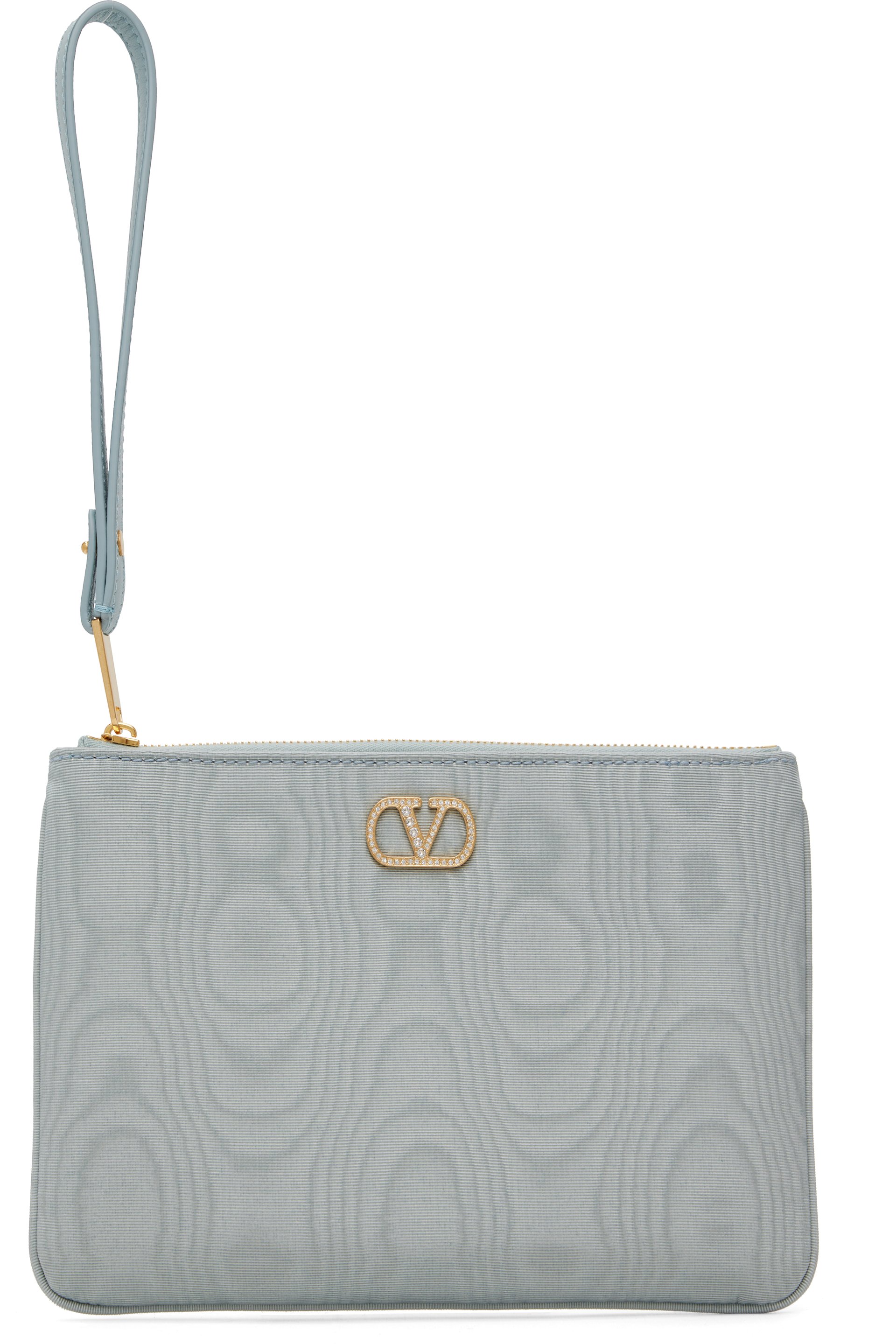 Valentino Garavani - Blue VLogo Signature Moiré Fabric Clutch