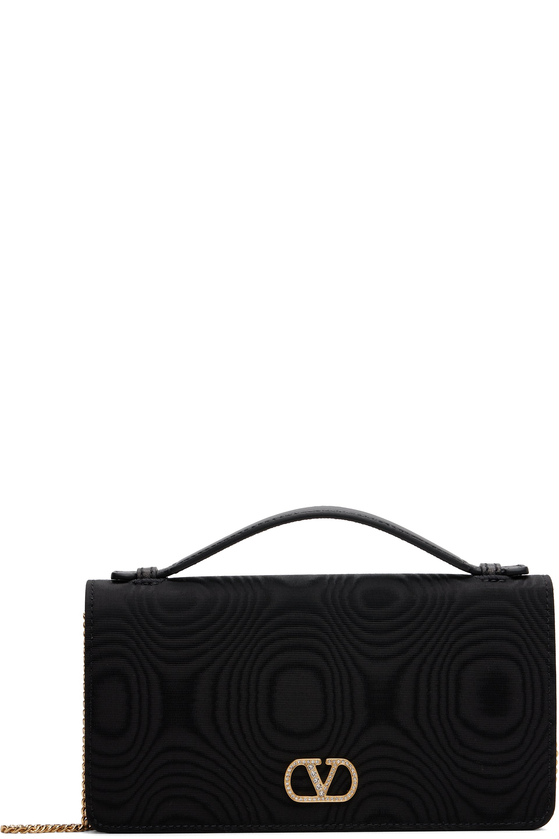 Valentino Garavani - Mini sac noir en moiré à logo en V