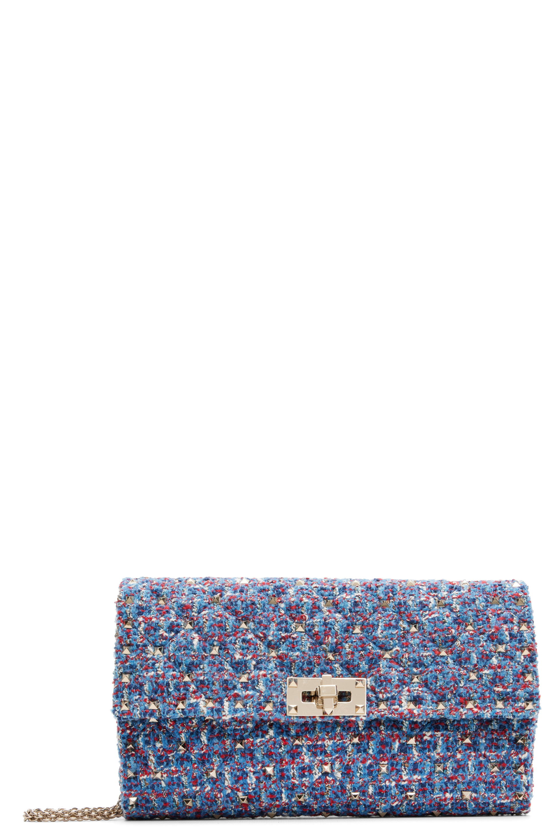 Valentino Garavani - Blue & Red Tweed Rockstud Spike Bag