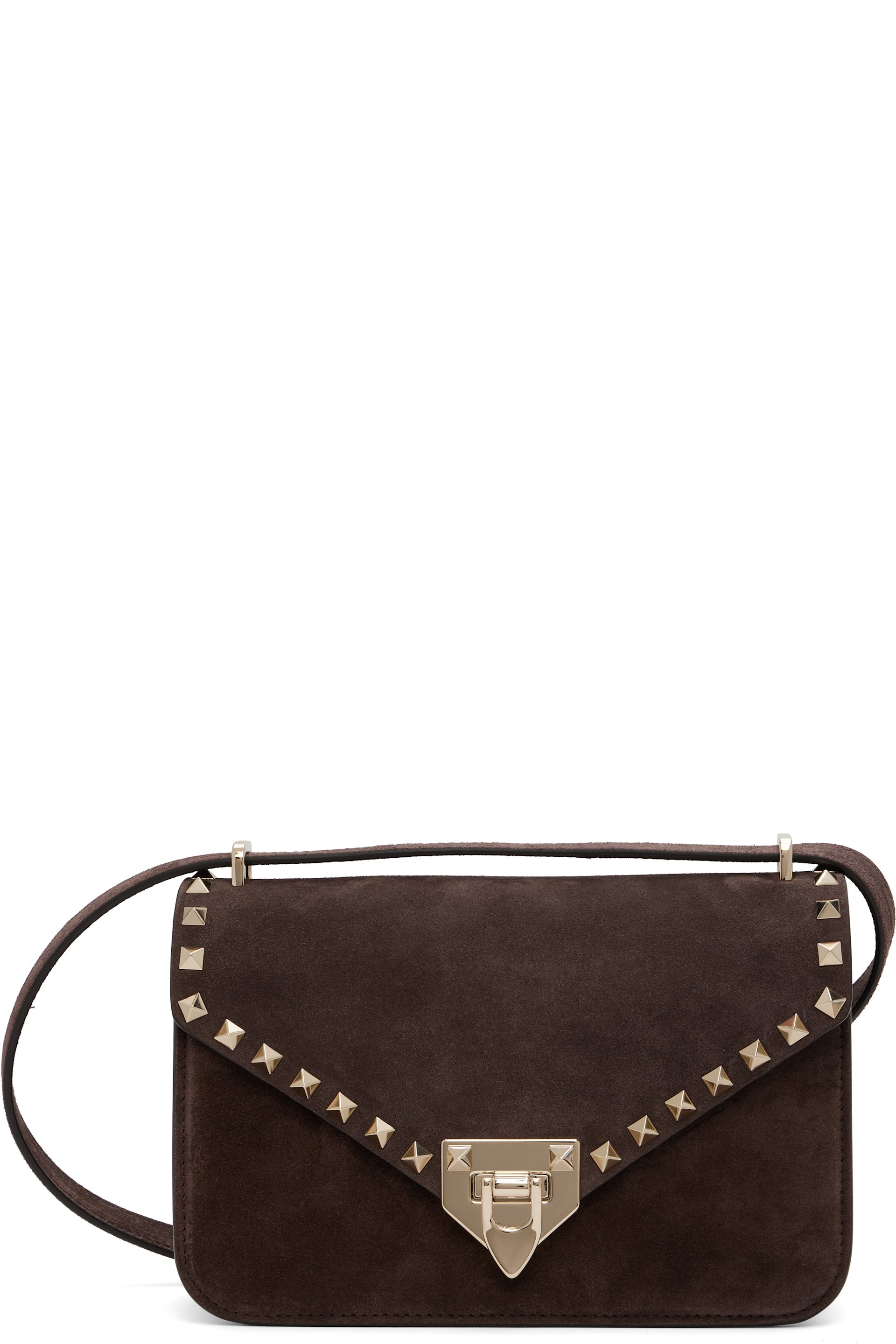 Valentino Garavani - Brown Rockstud Small Shoulder Suede Bag