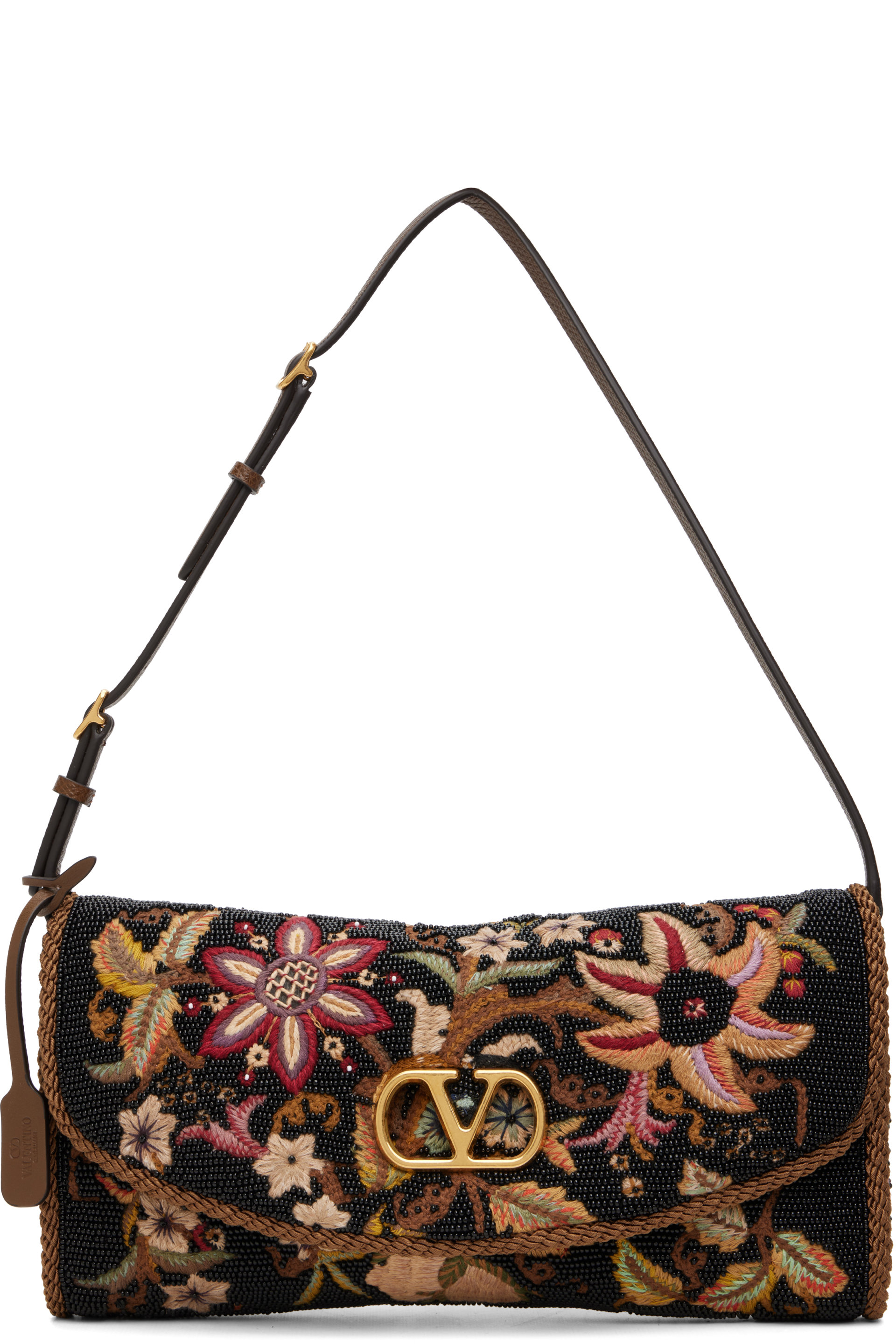 Valentino Garavani - Black DeVain Embroidered Small Shoulder Bag