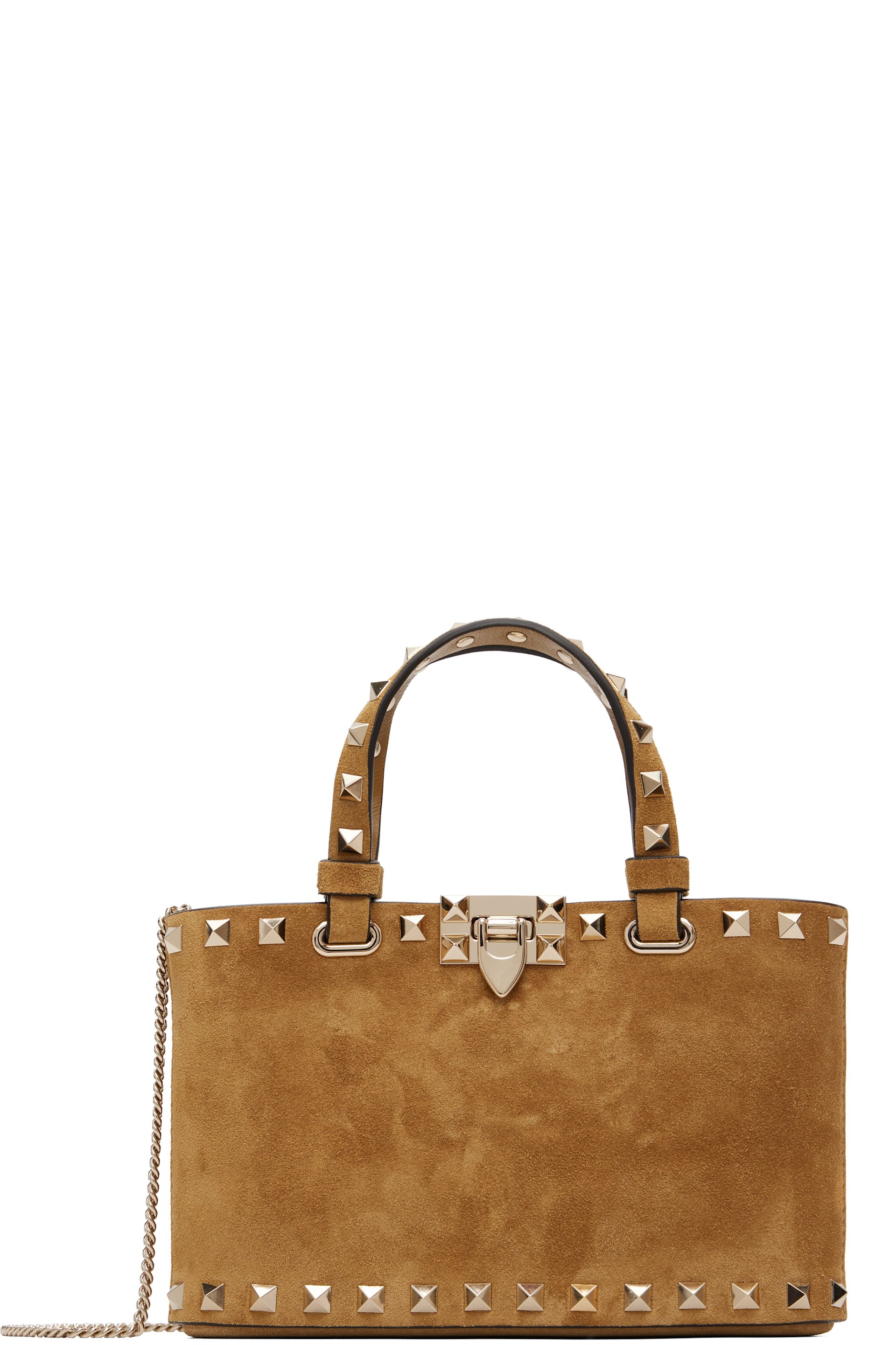 Valentino Garavani - Tan Rockstud Mini Suede Shopping Tote