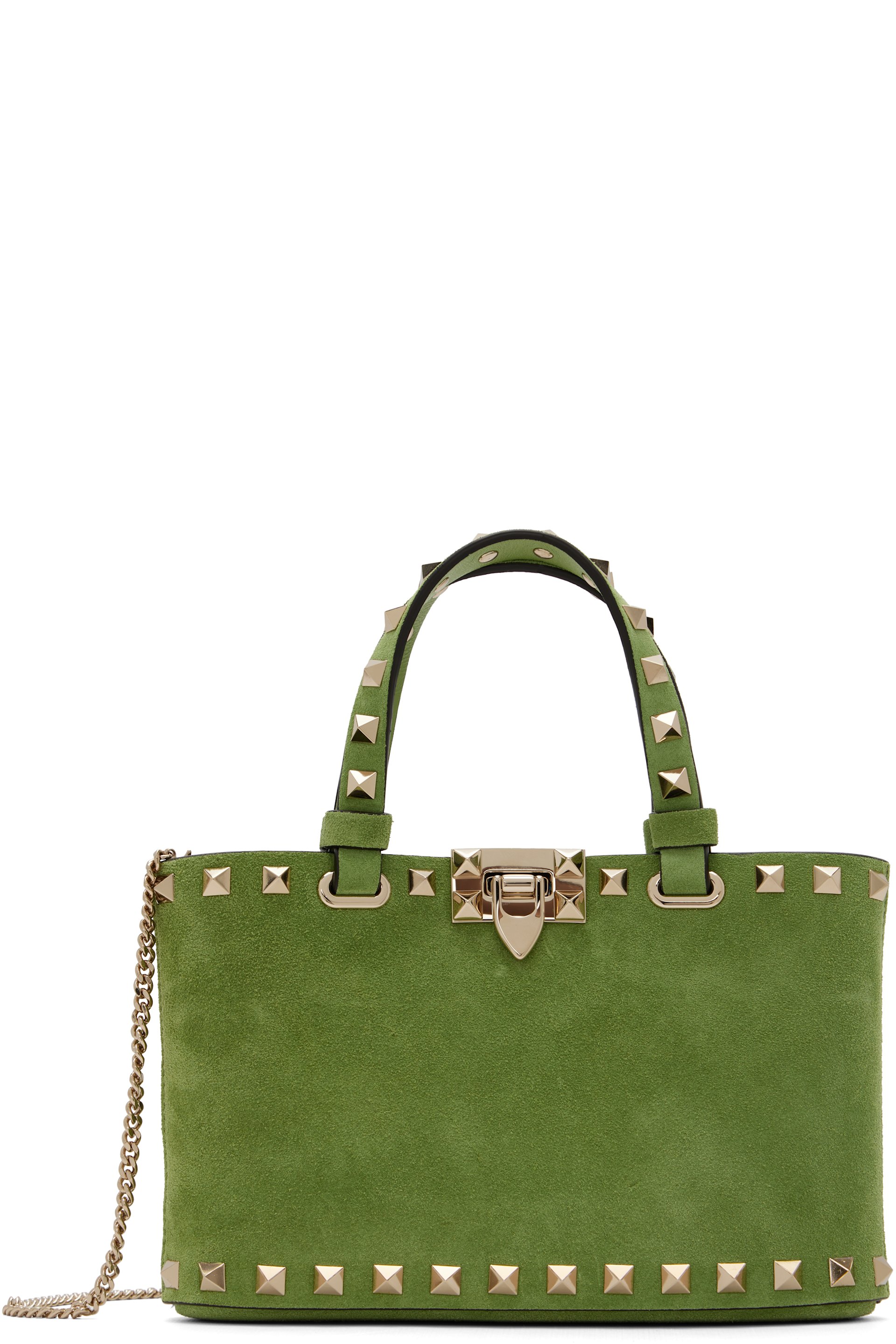 Valentino Garavani - Green Rockstud Mini Suede Shopping Tote