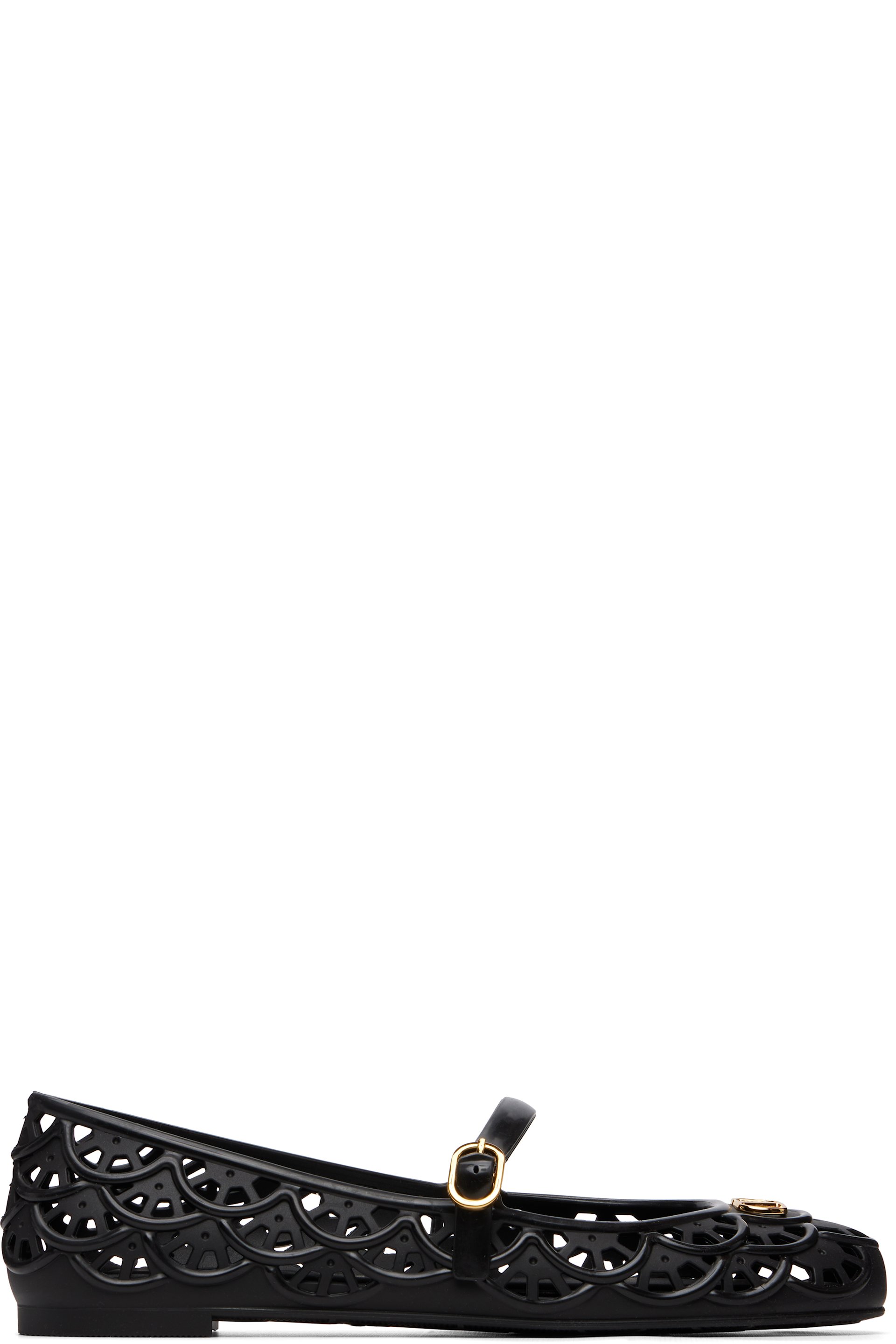 Valentino Garavani - Black Ondette Rubber Ballerina Flats