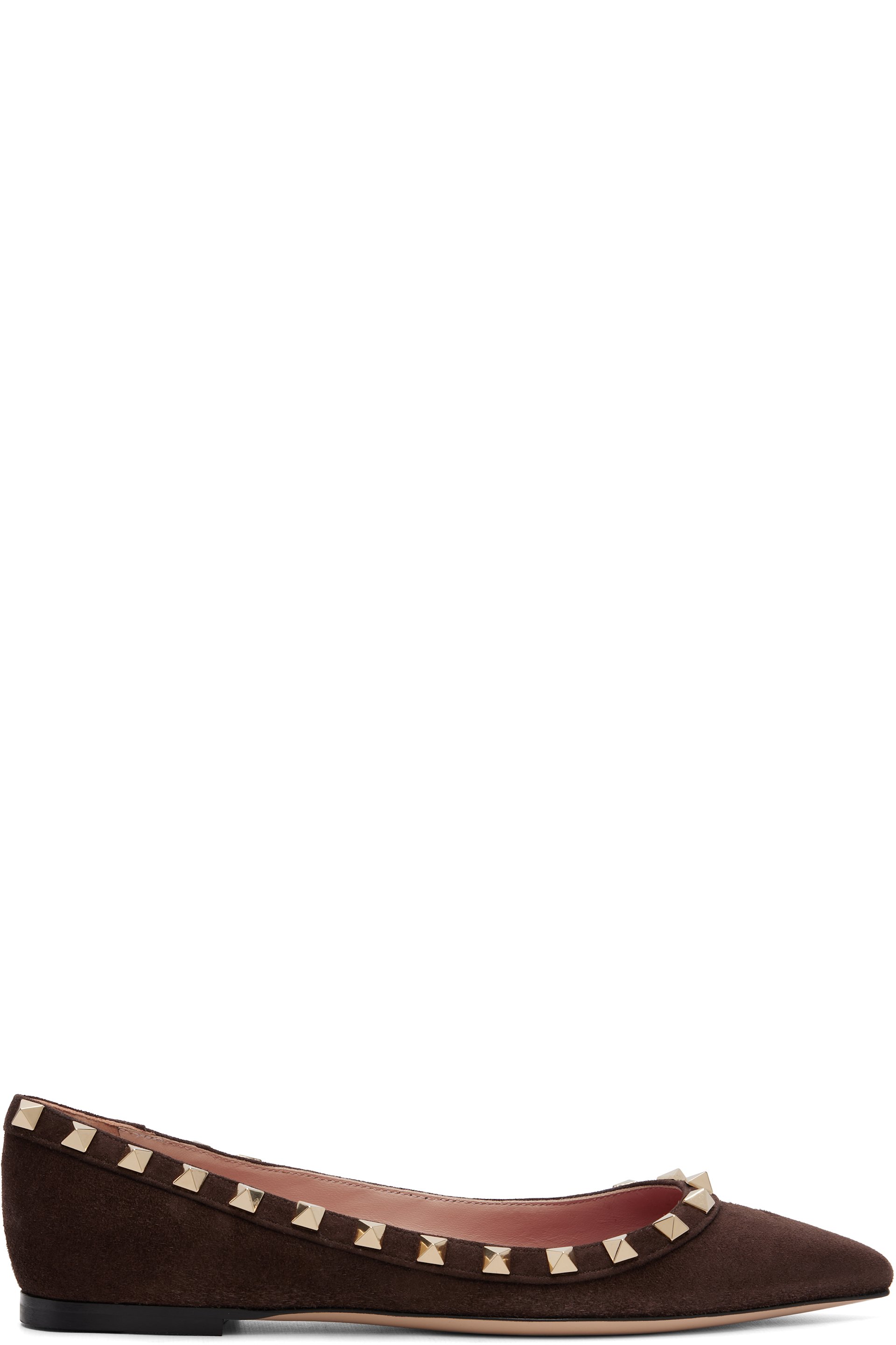 Valentino Garavani - Brown Rockstud Ballerina Flats