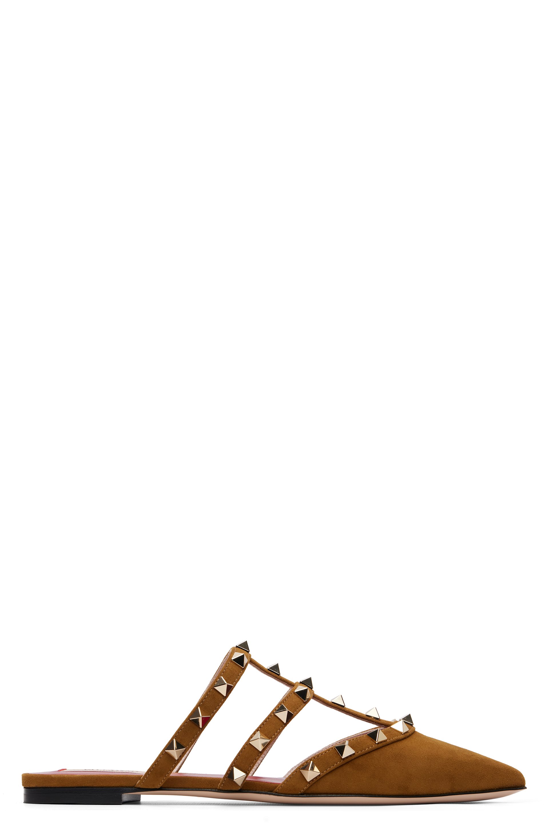 Valentino Garavani - Brown Rockstud Suede Mule Flats