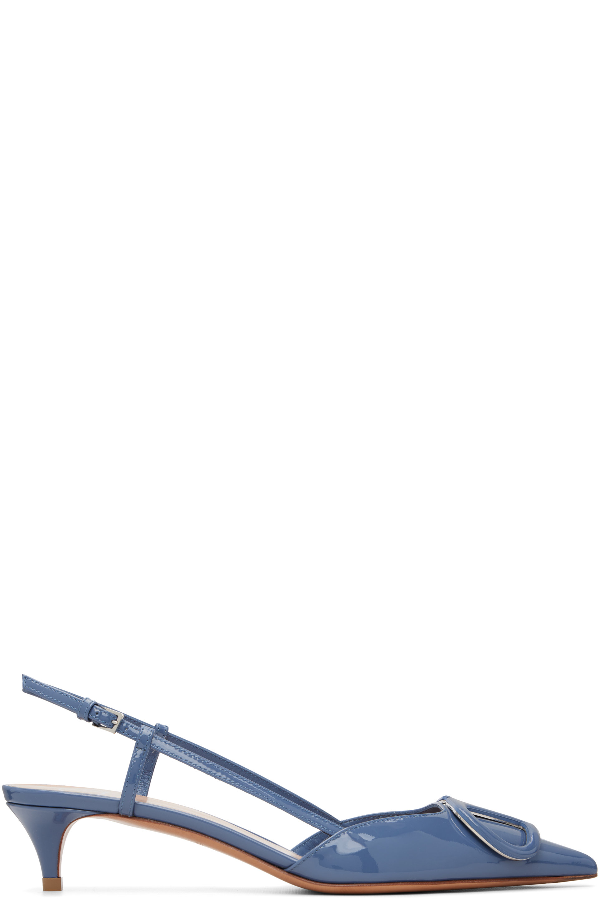 Valentino Garavani - Blue VLogo Signature Patent Slingback Heels
