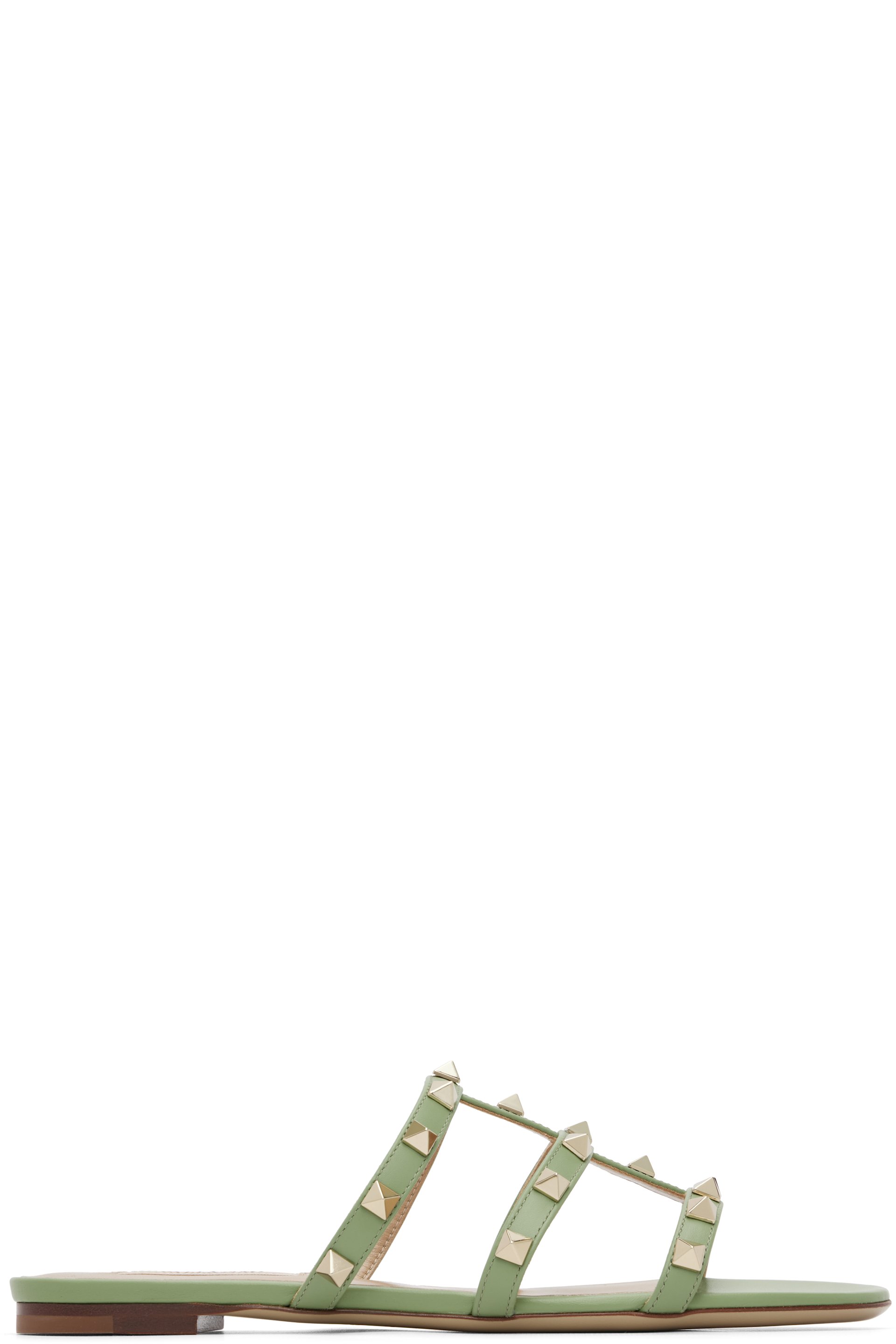 Valentino Garavani - Green Rockstud Flat Slide Sandals