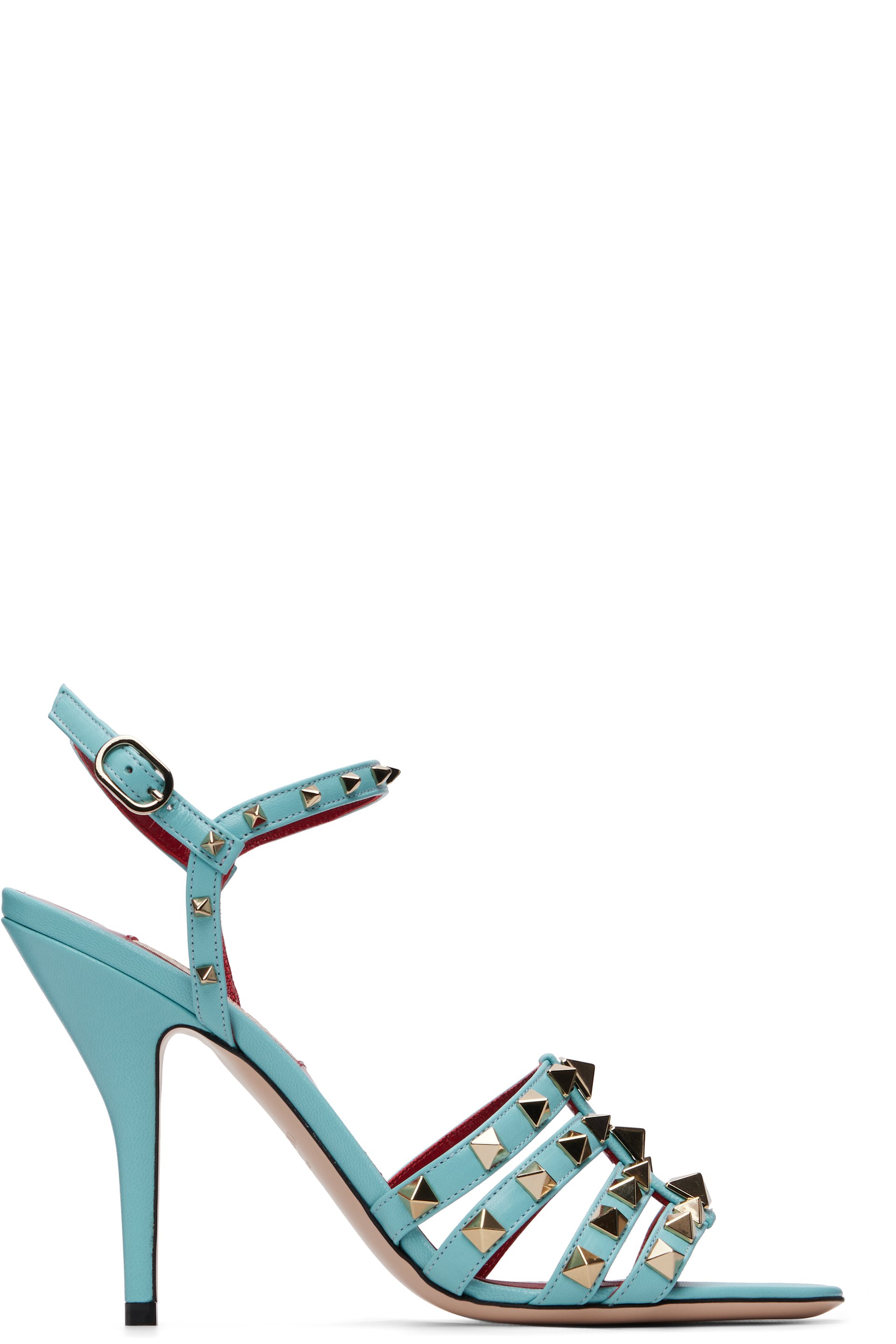 Valentino Garavani - Blue Rockstud Kidskin Heeled Sandals