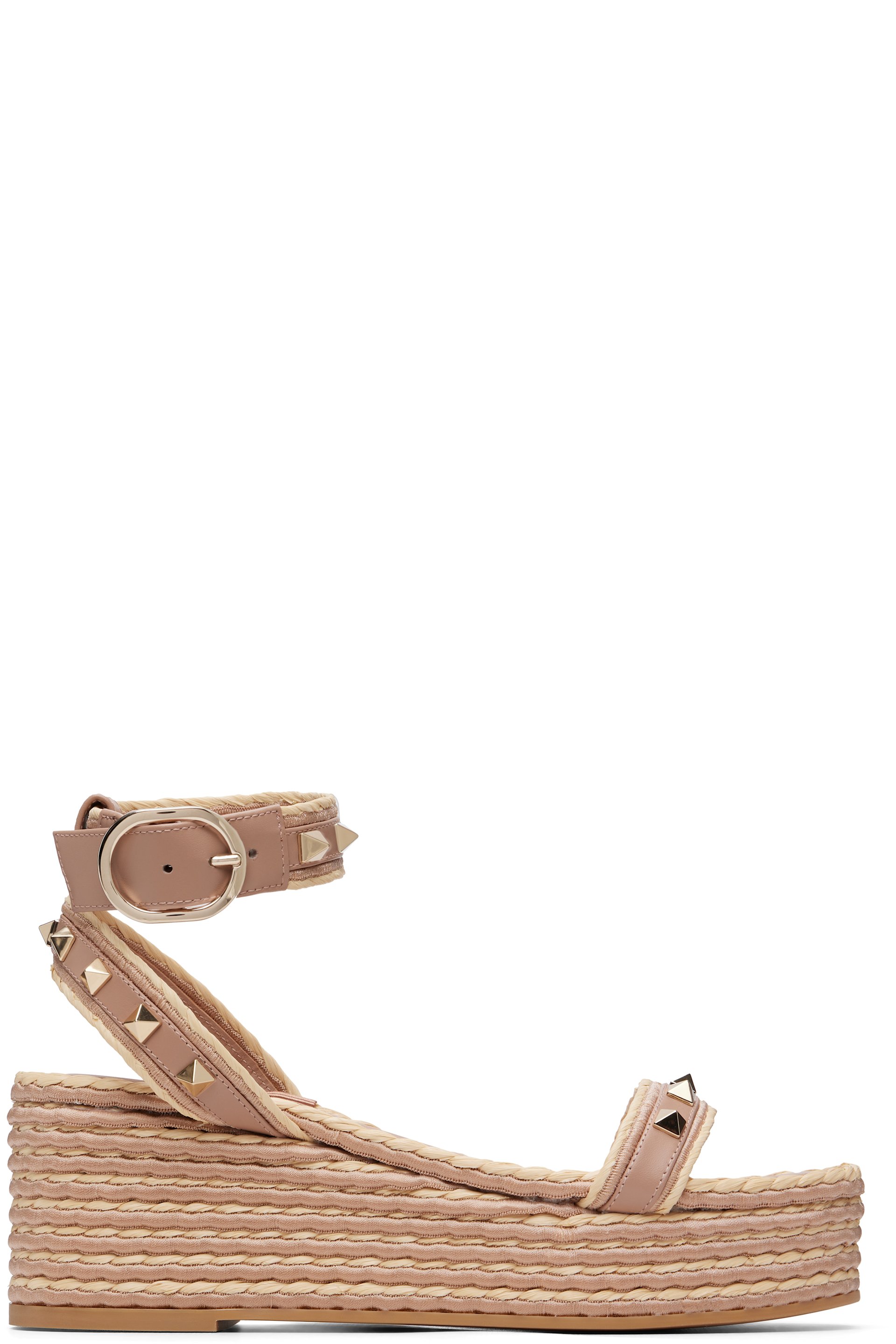 Valentino Garavani - Pink Rockstud Flatform Heeled Sandals