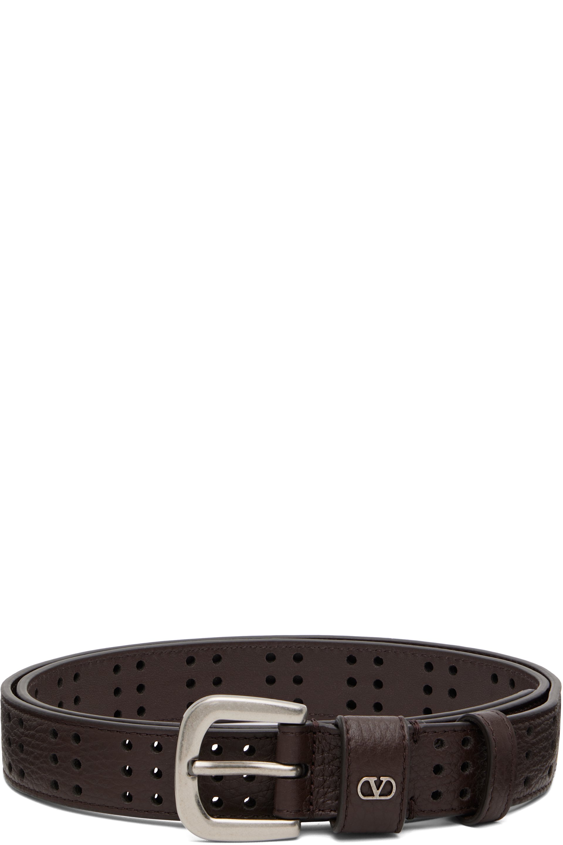 Valentino Garavani - Ceinture fine brune à logo en V