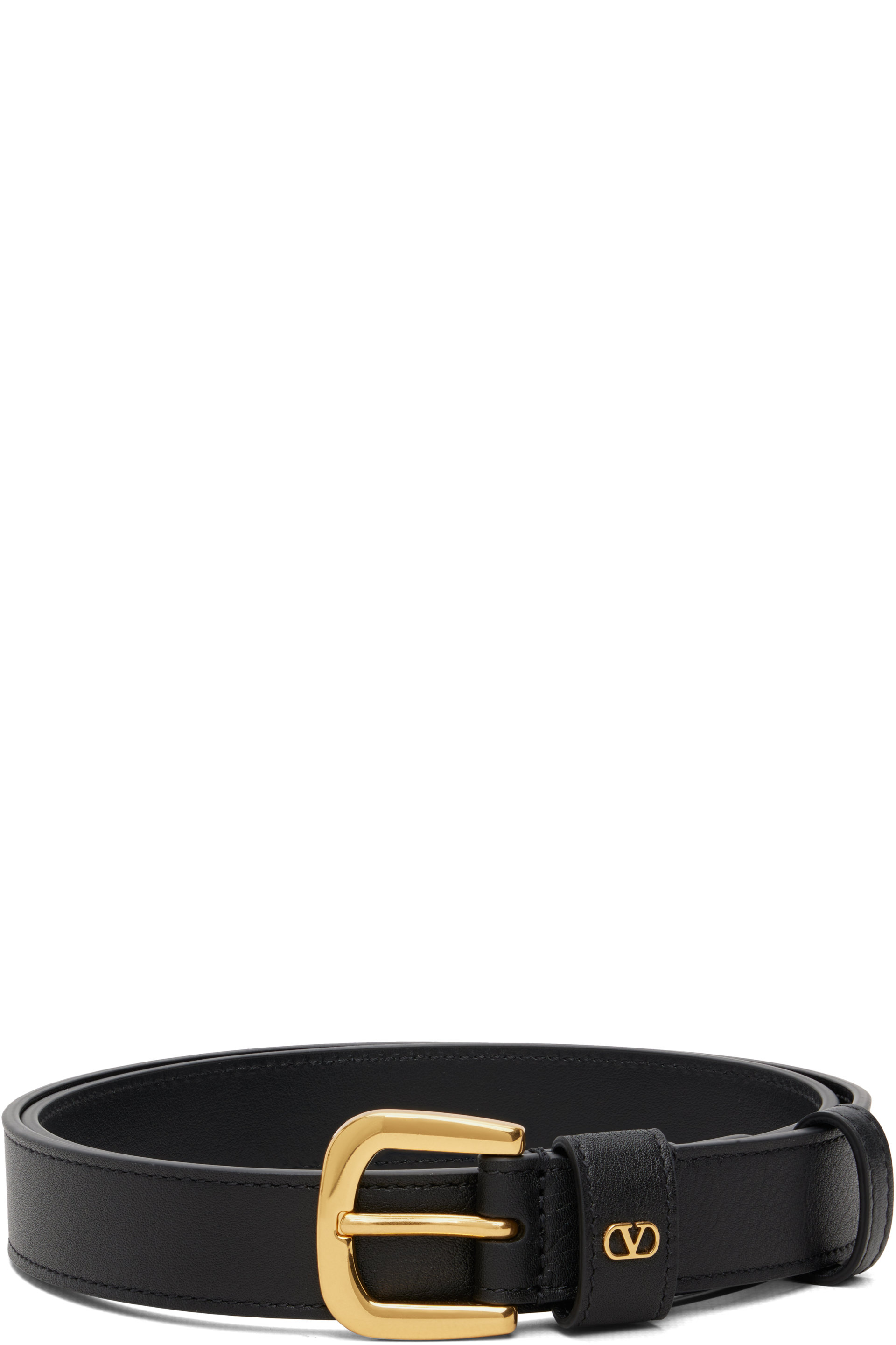 Valentino Garavani - Ceinture fine noire à logo en V