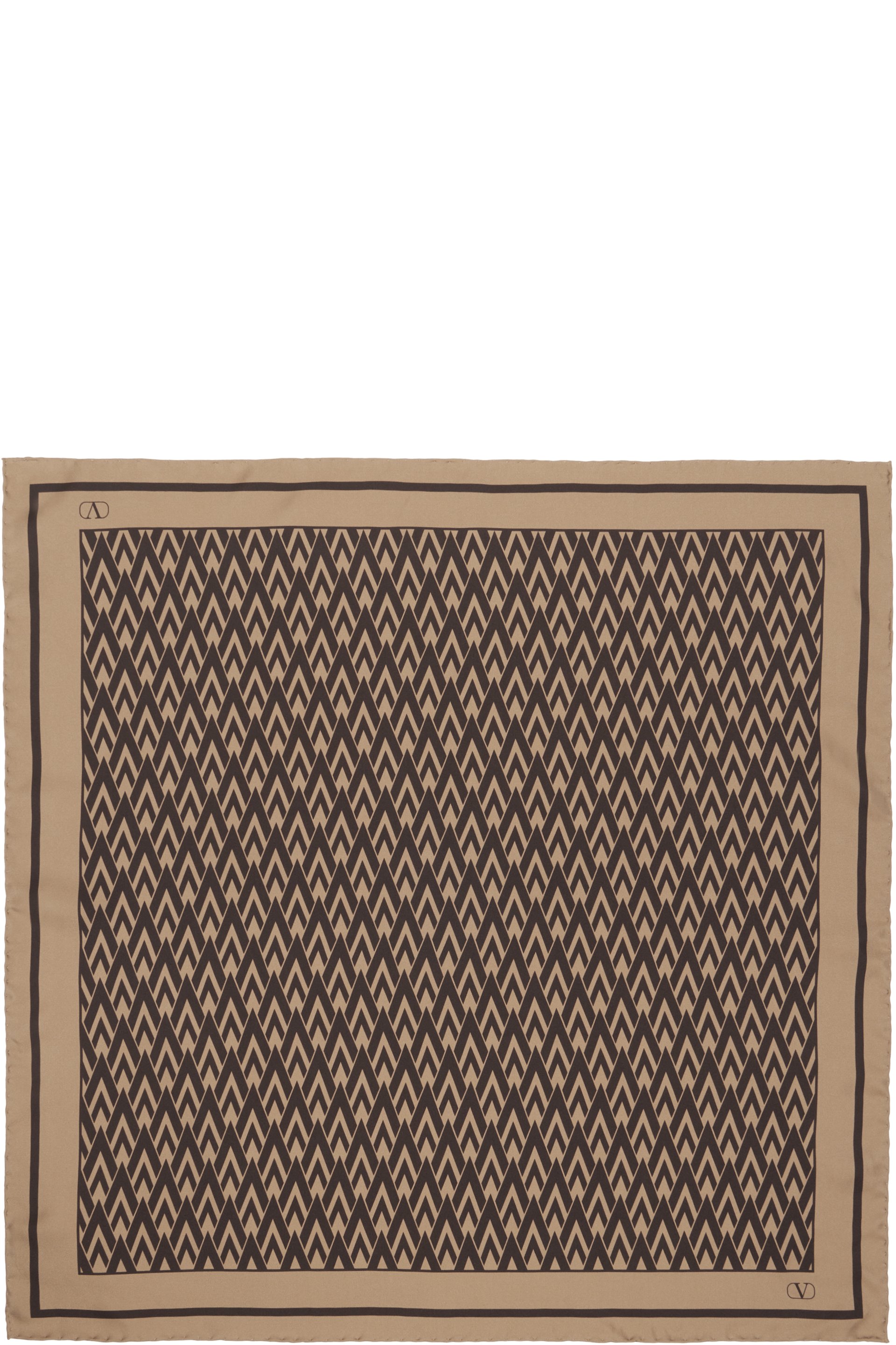Valentino Garavani - Beige & Brown 'Toute La V' Silk Scarf