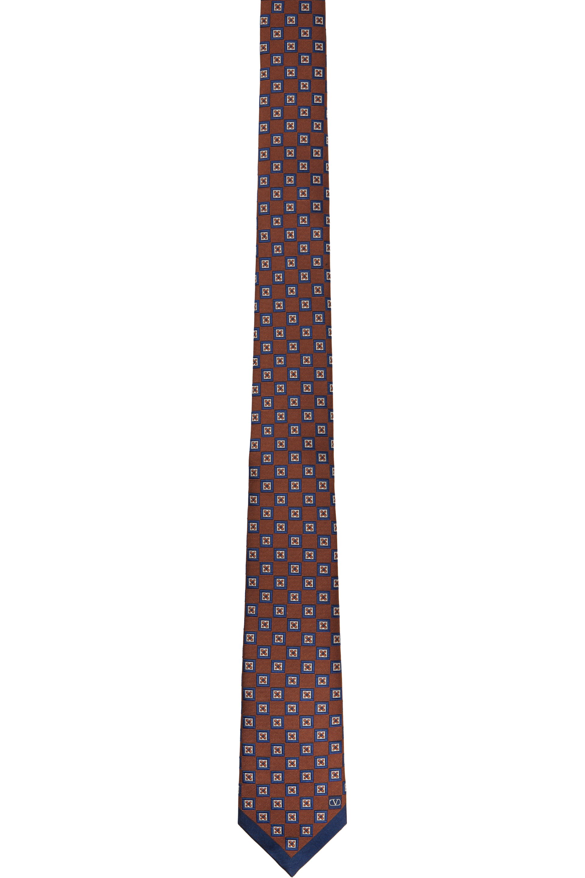 Valentino Garavani - Orange & Navy Valentie Silk Jacquard Tie