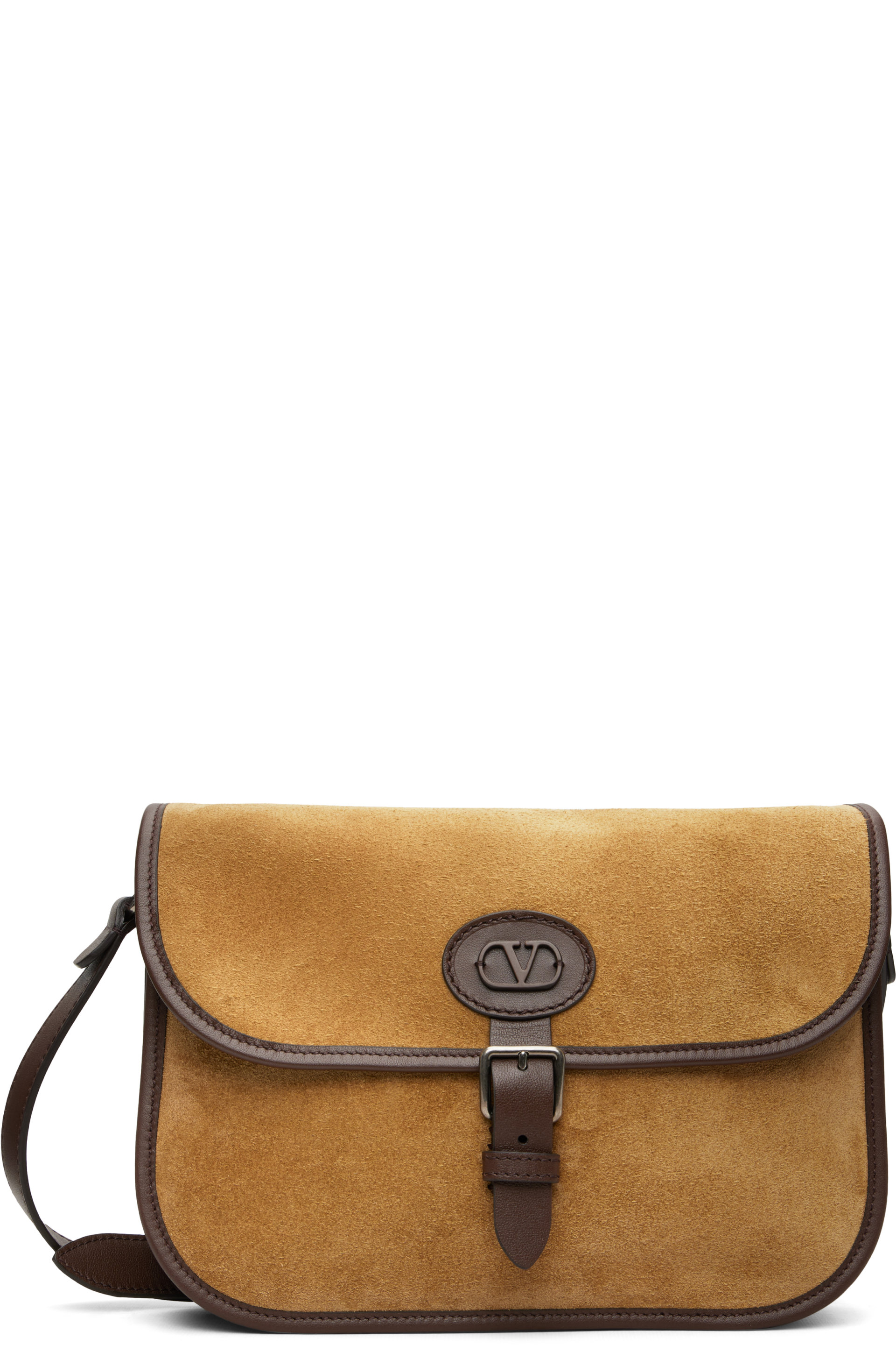 Valentino Garavani - Tan Antibes Suede Crossbody Satchel Bag