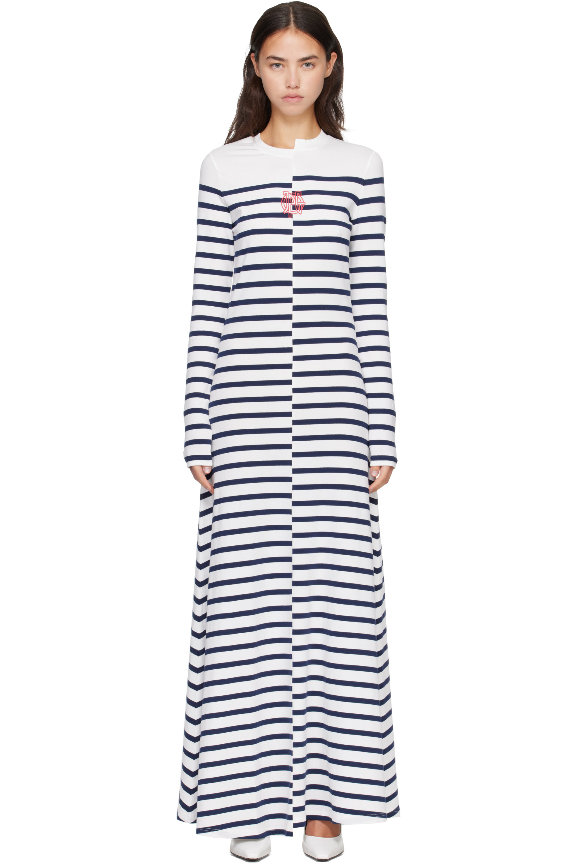 Jean Paul Gaultier - White & Navy 'The JPG Long Marinière' Maxi Dress