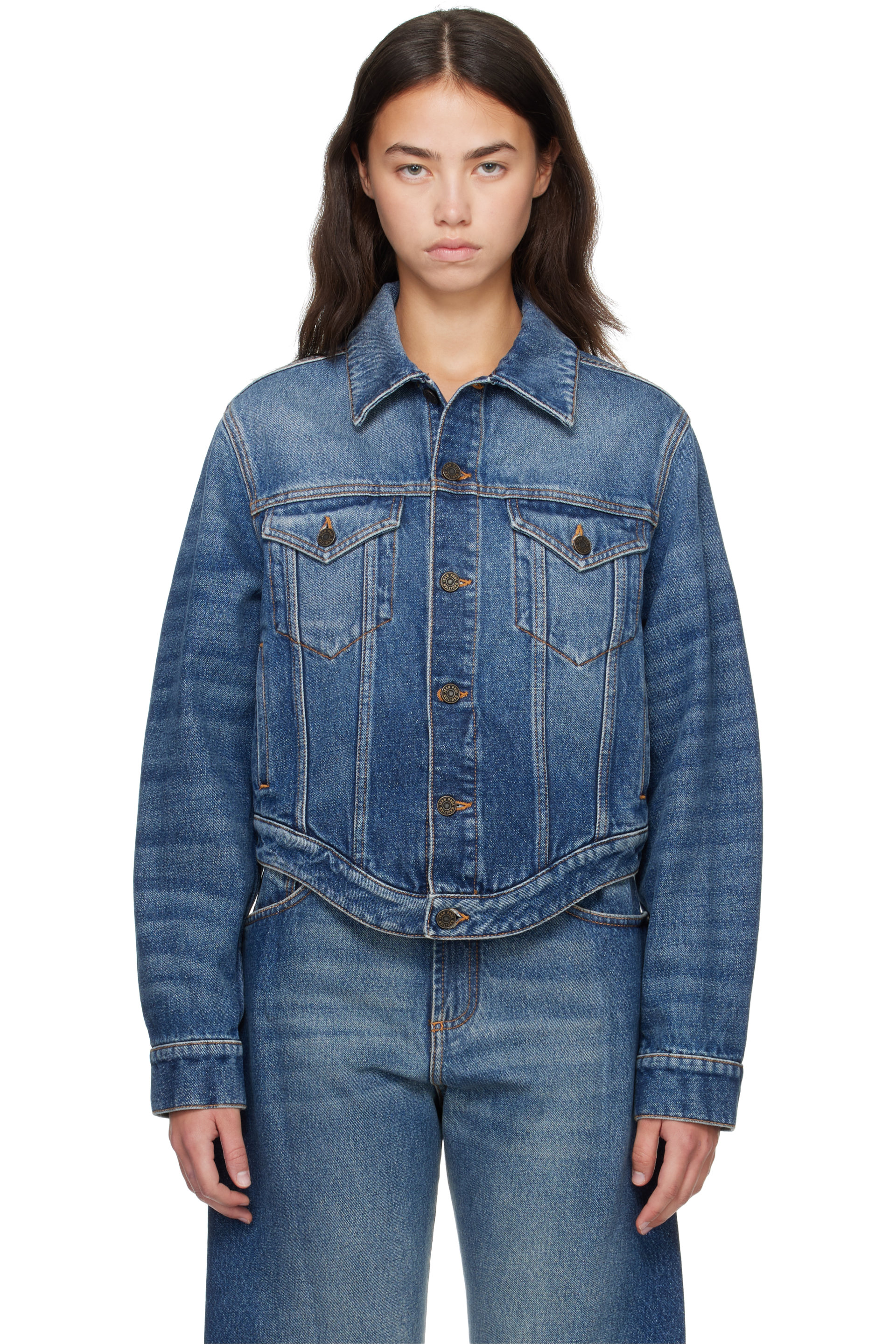 Jean Paul Gaultier - Blue 'The JPG Curved' Denim Jacket