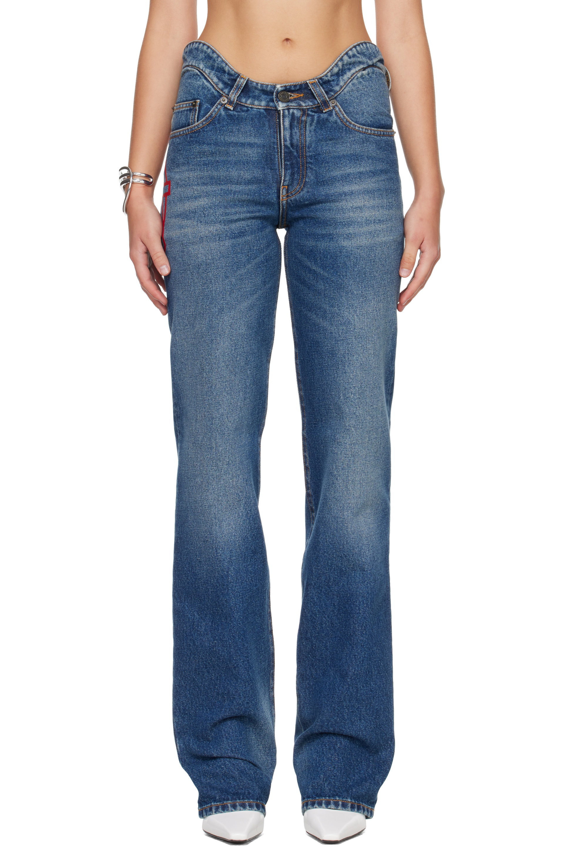 Jean Paul Gaultier - Blue 'The JPG Curved Denim' Jeans