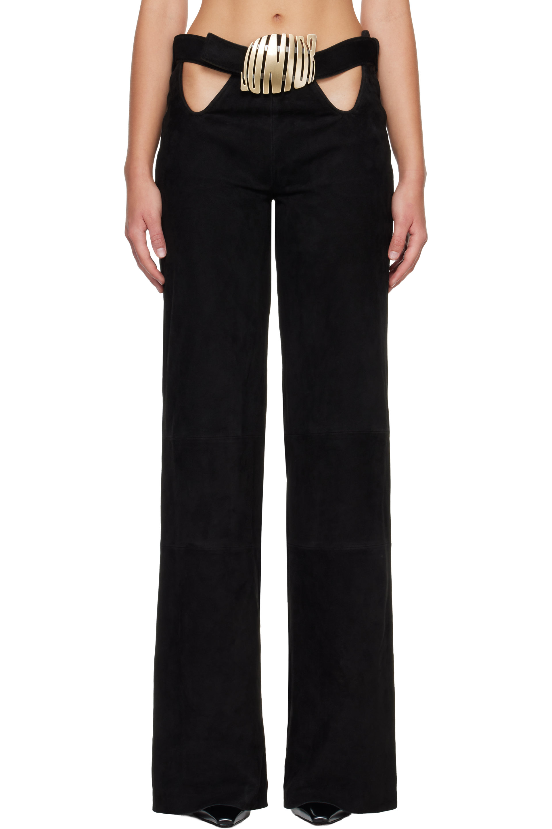 Jean Paul Gaultier - Black 'The Curved Suede' Trousers