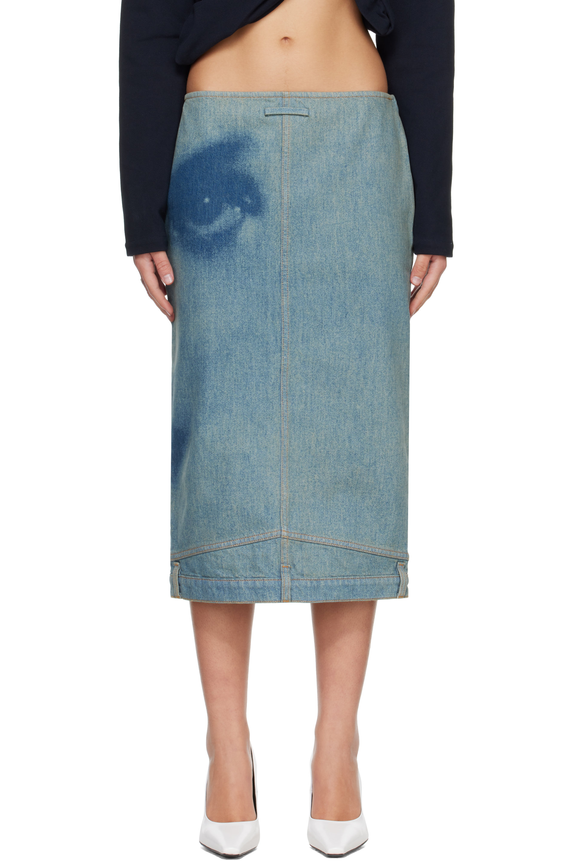 Jean Paul Gaultier - Blue 'The Face Denim' Midi Skirt