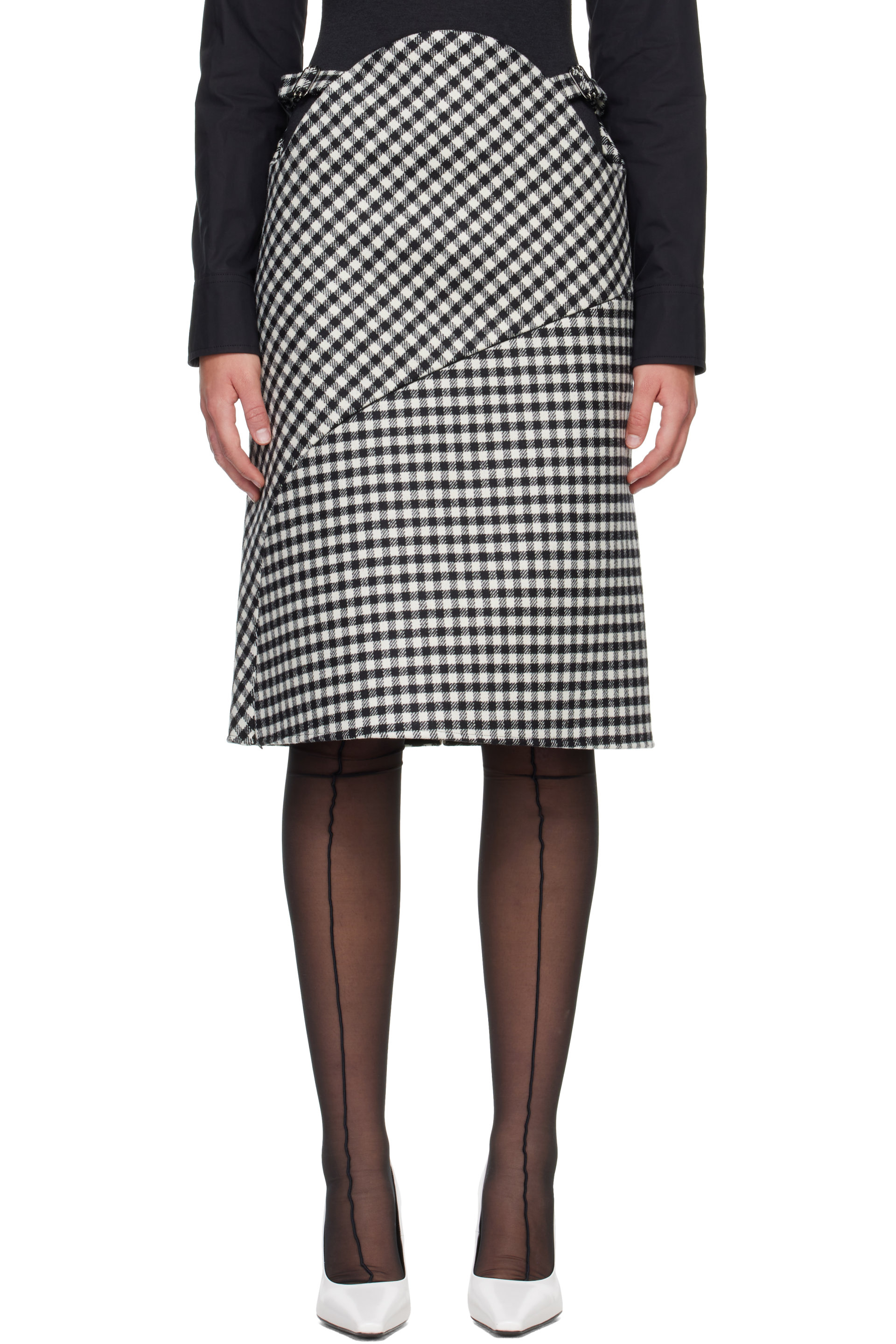 Jean Paul Gaultier - Black & White 'The Check' Midi Skirt