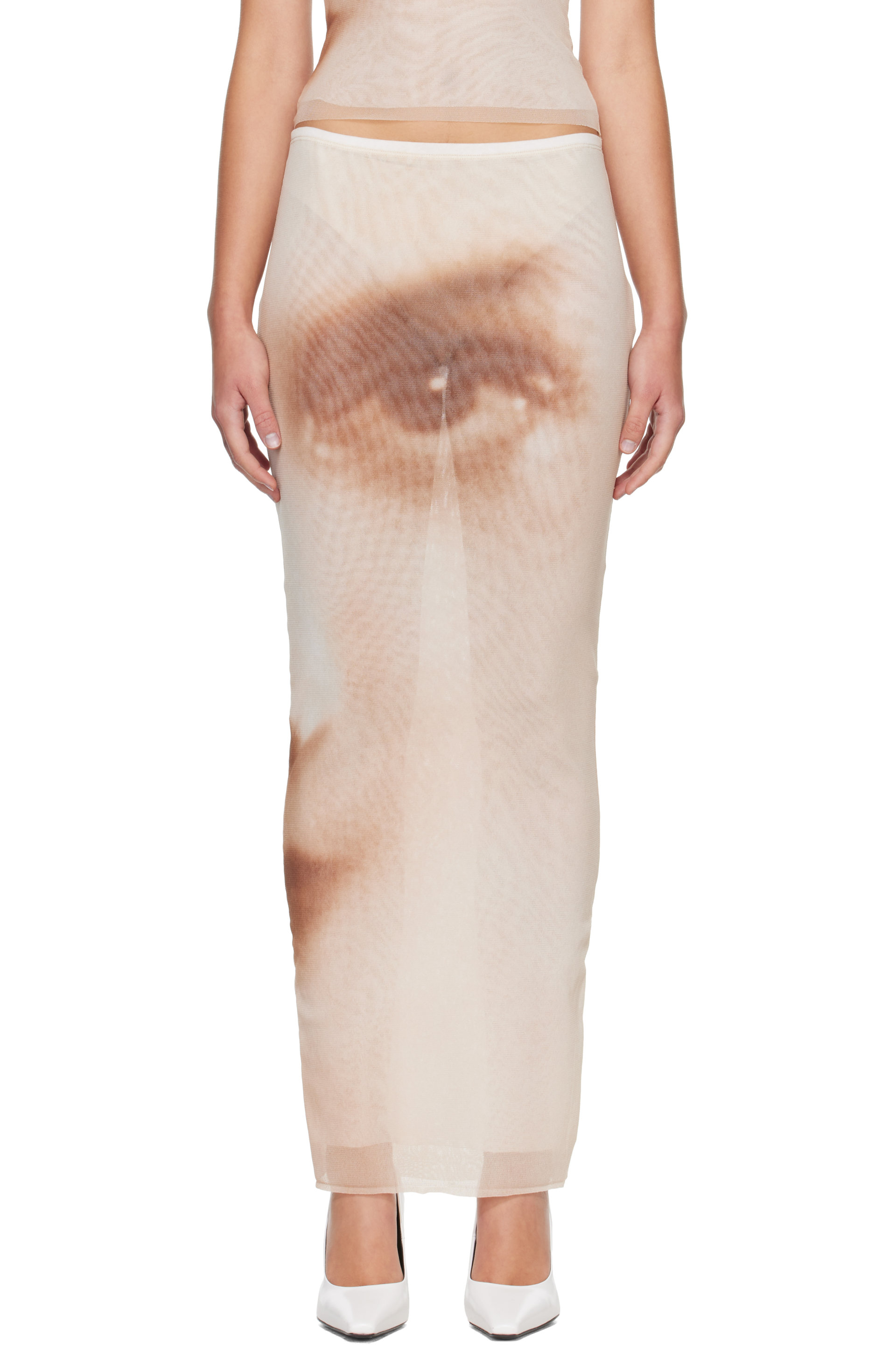 Jean Paul Gaultier - Beige 'The Face Long' Maxi Skirt