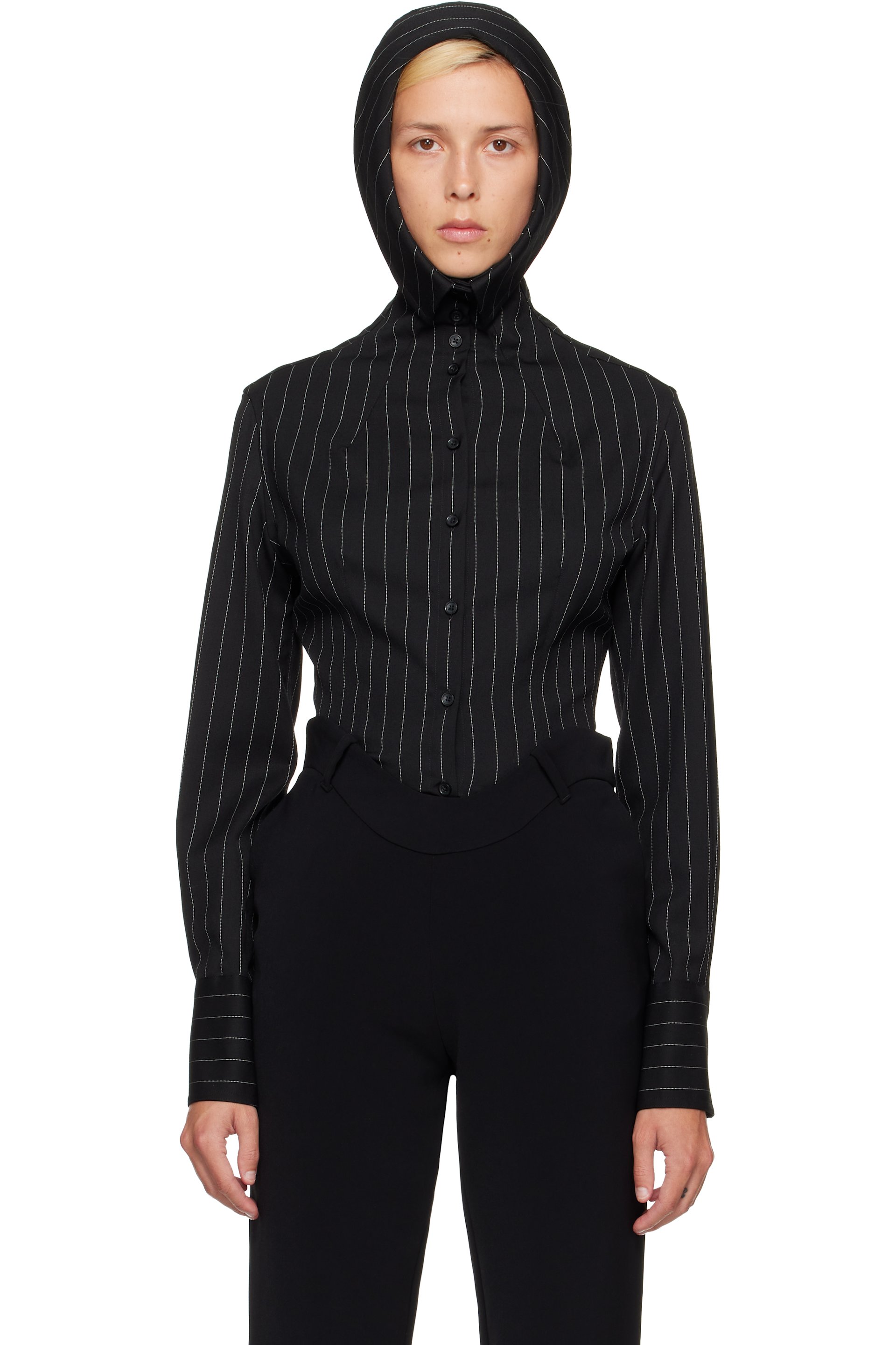 Jean Paul Gaultier - Black 'The Hooded Striped' Shirt