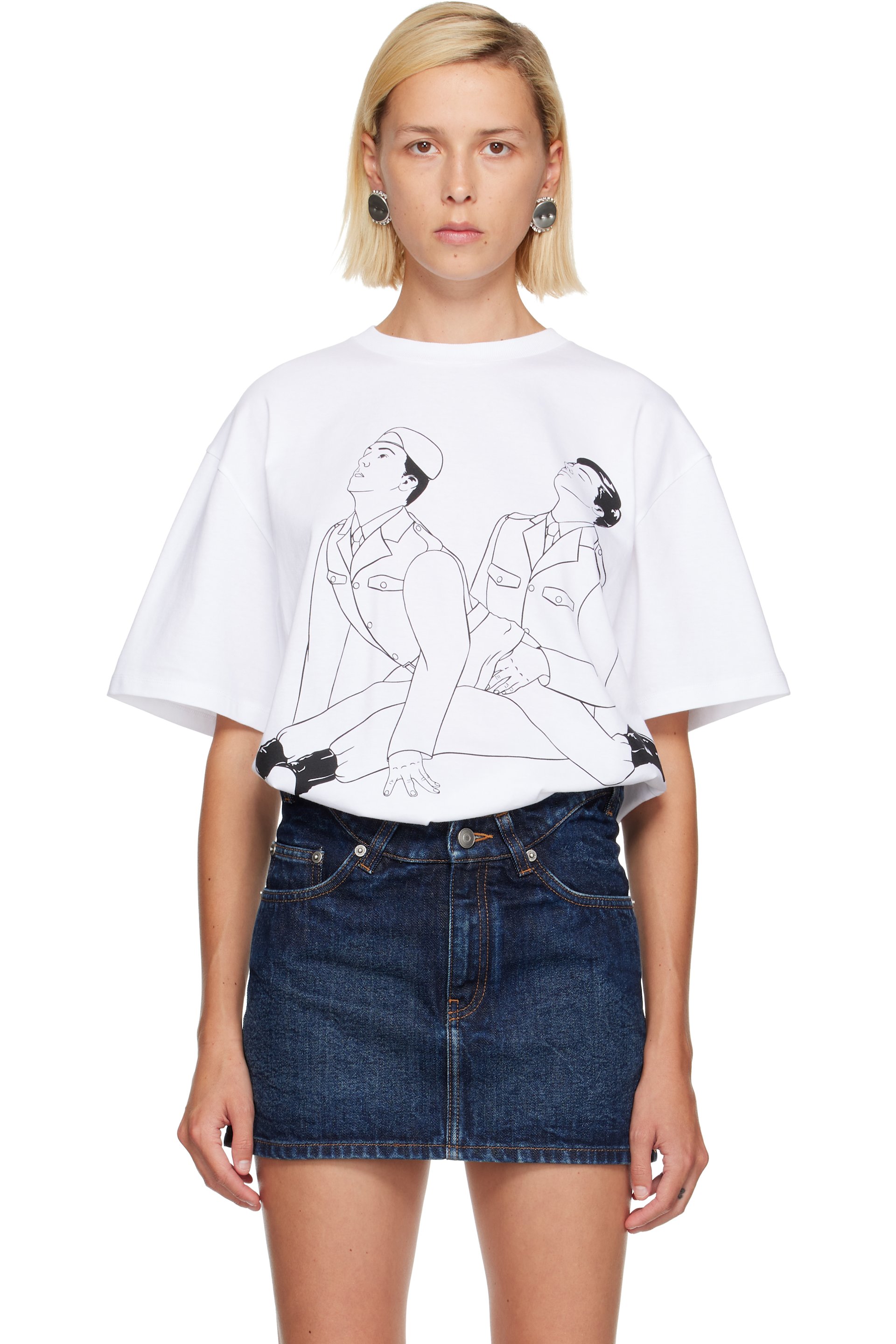 Jean Paul Gaultier - White Cotton Jersey Oversized Printed Kamasutra T-shirt