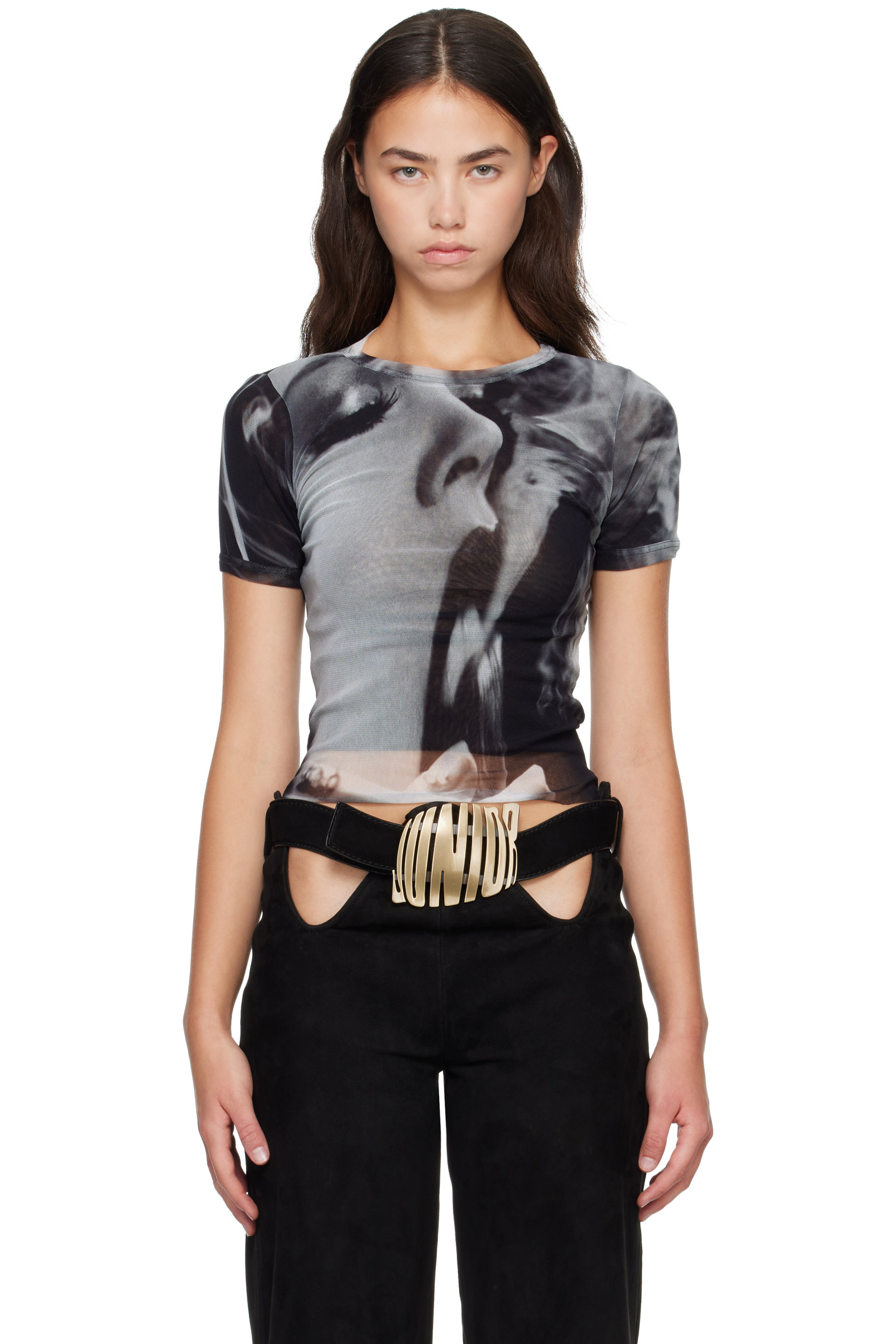 Jean Paul Gaultier - Black & Gray 'The Smoking Women' Baby T-shirt